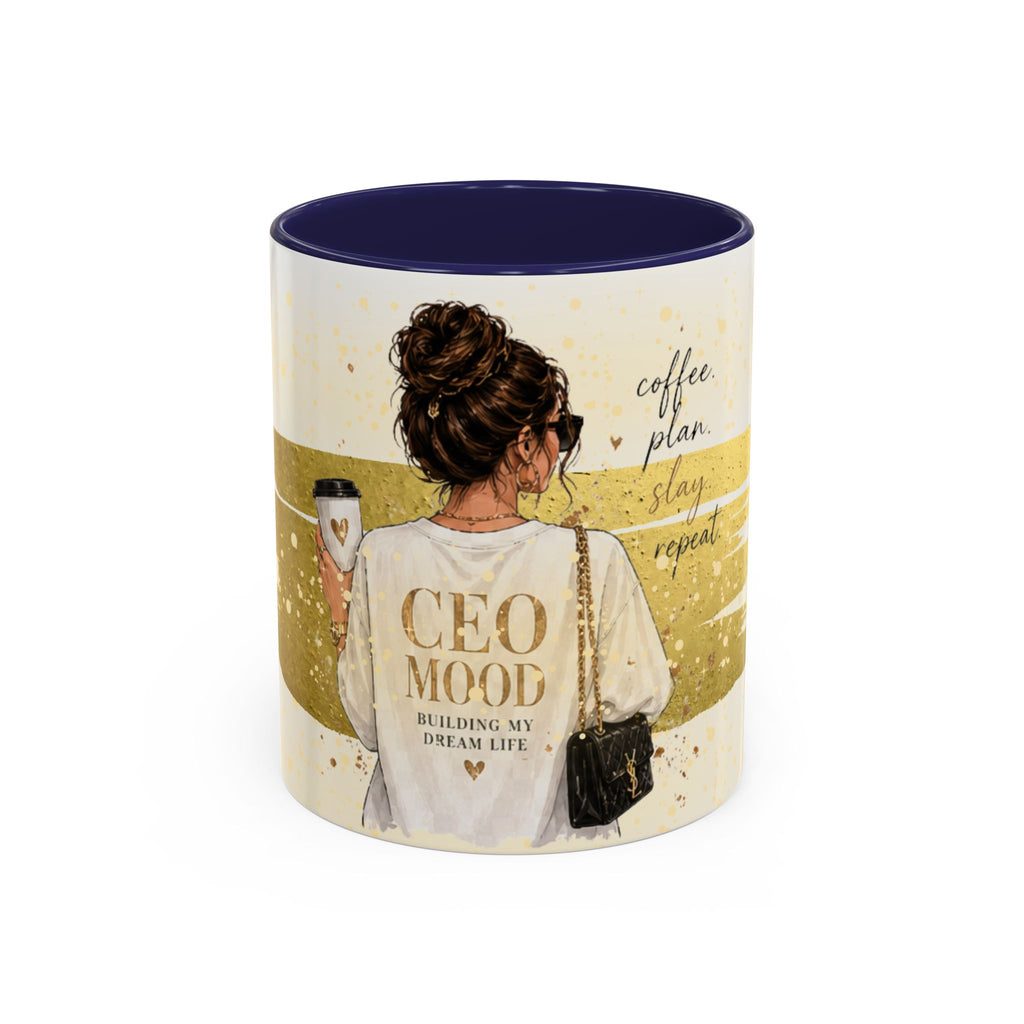 CEO Mood Coffee Mug – 'Coffee Plan, Slay, Repeat' Motivational Accent Mug