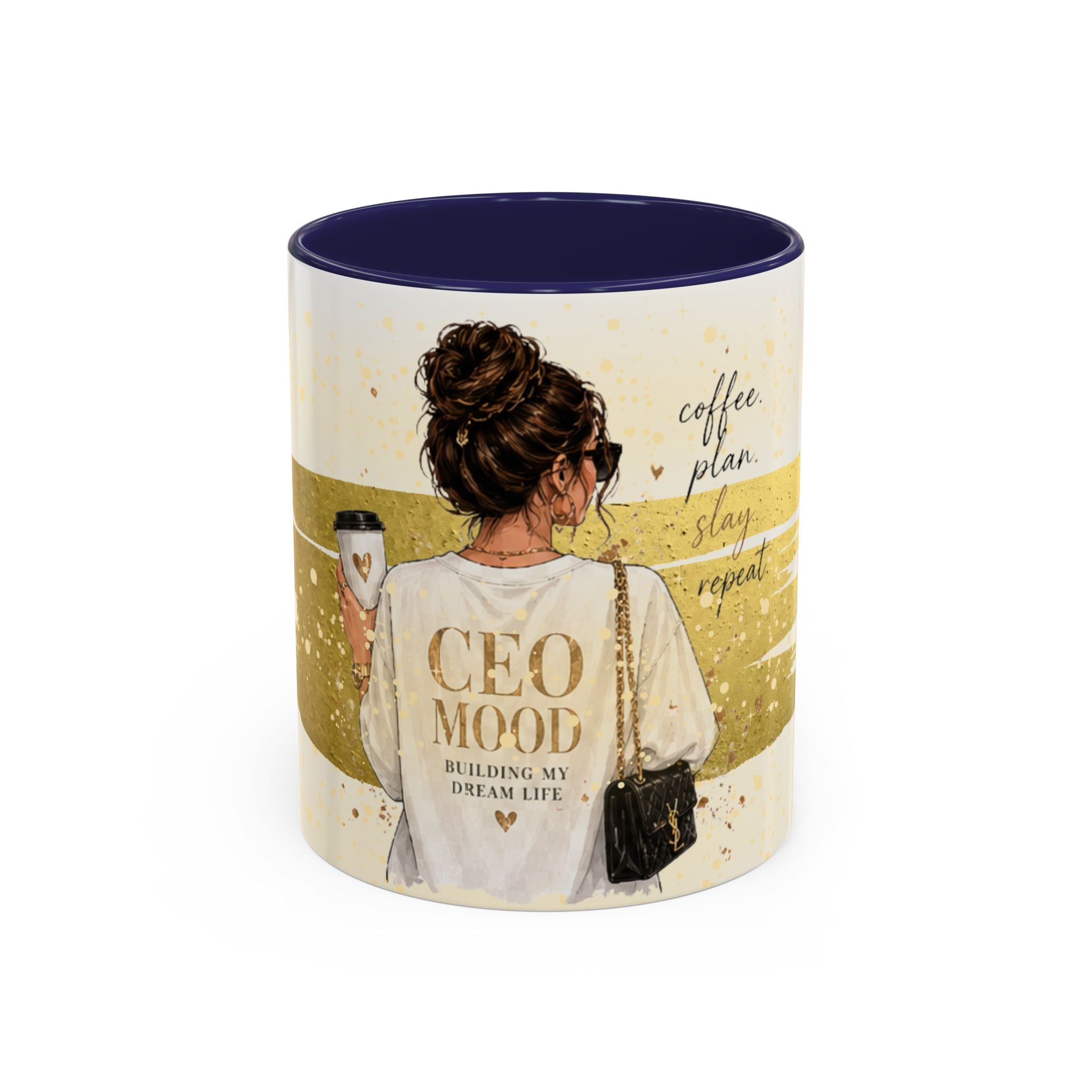 CEO Mood Coffee Mug – 'Coffee Plan, Slay, Repeat' Motivational Accent Mug