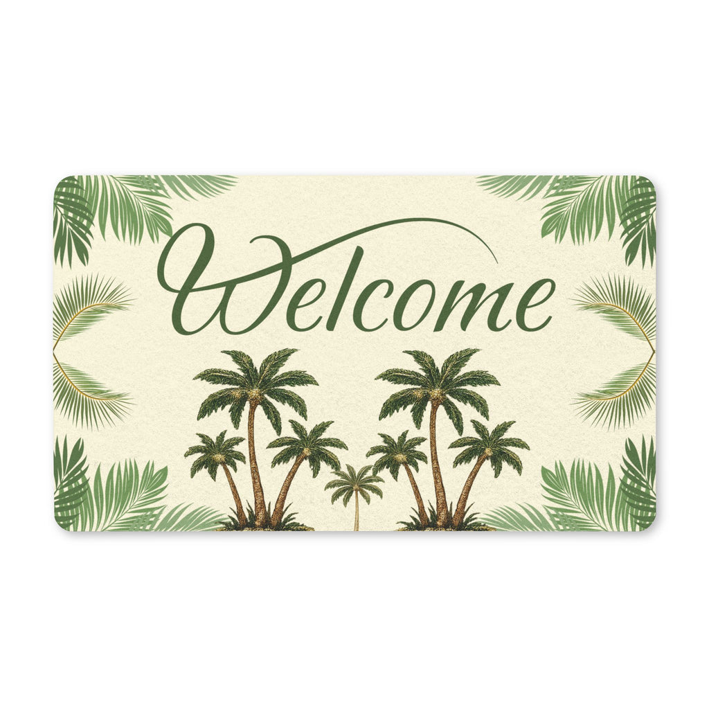 Welcome Palm Doormat — Tropical Polyester Welcome Mat