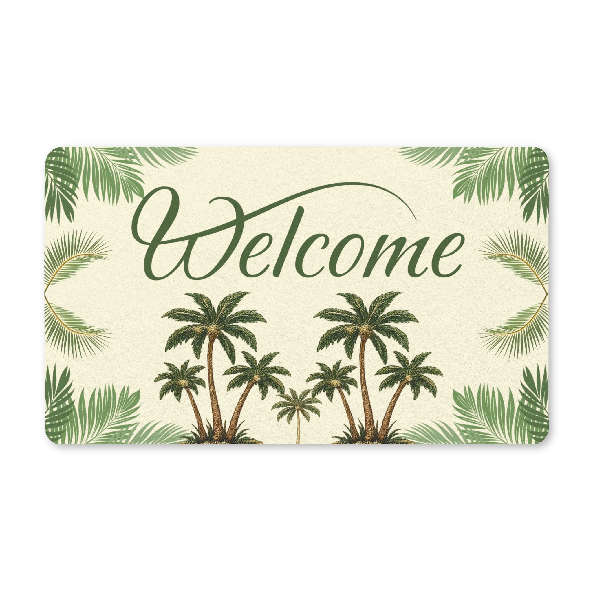 Welcome Palm Doormat — Tropical Polyester Welcome Mat