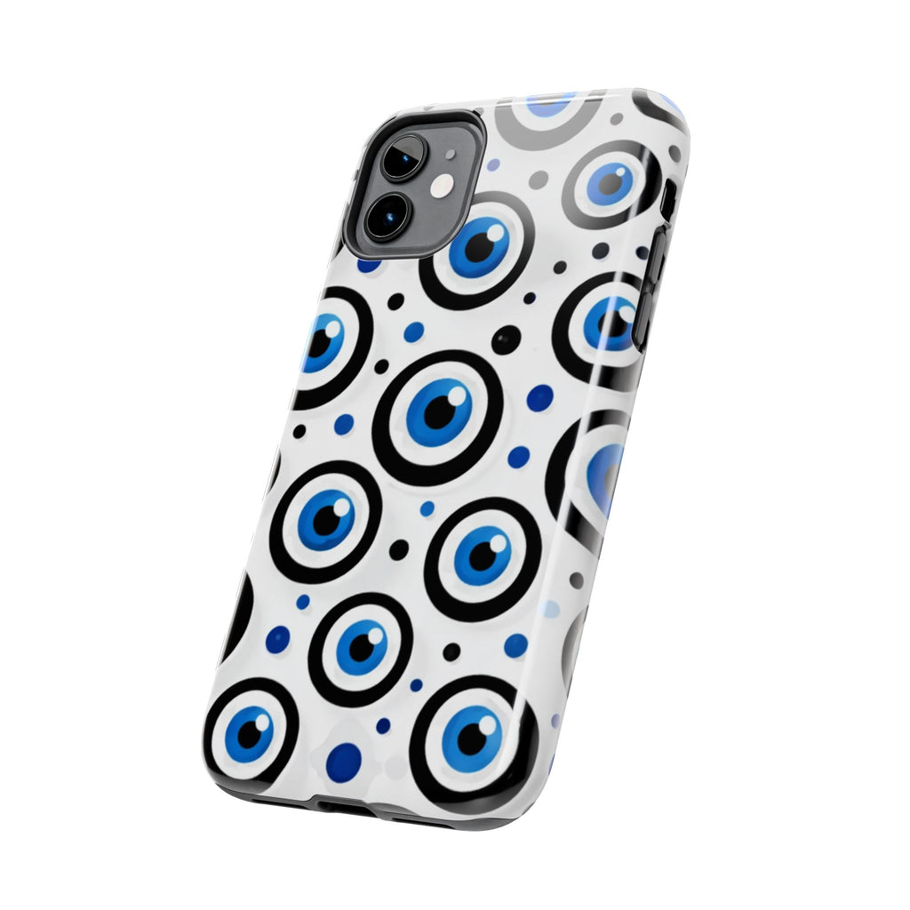 Blue Evil Eye Pattern Tough Phone Case — Protective Ceramic Nazar Design