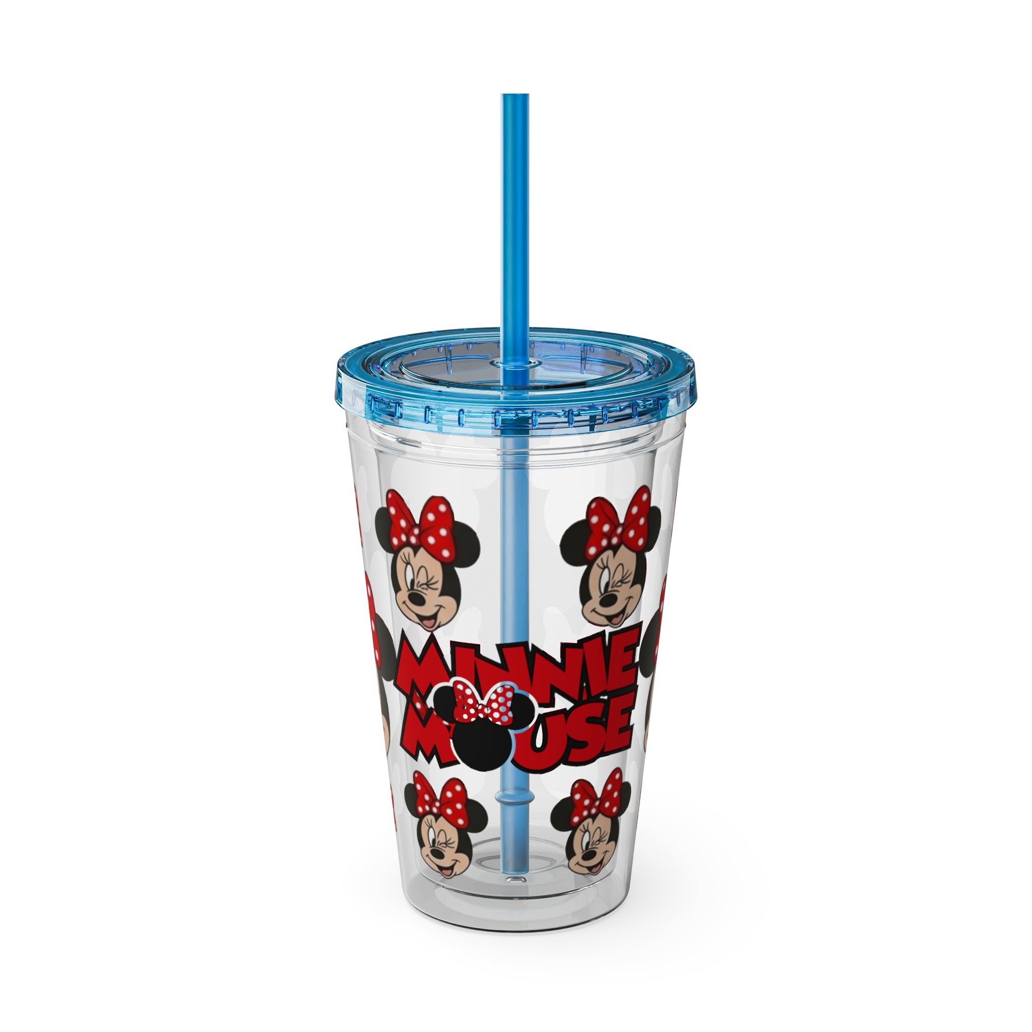 16oz Character Straw Tumbler – Red Polka Dot Bow Design