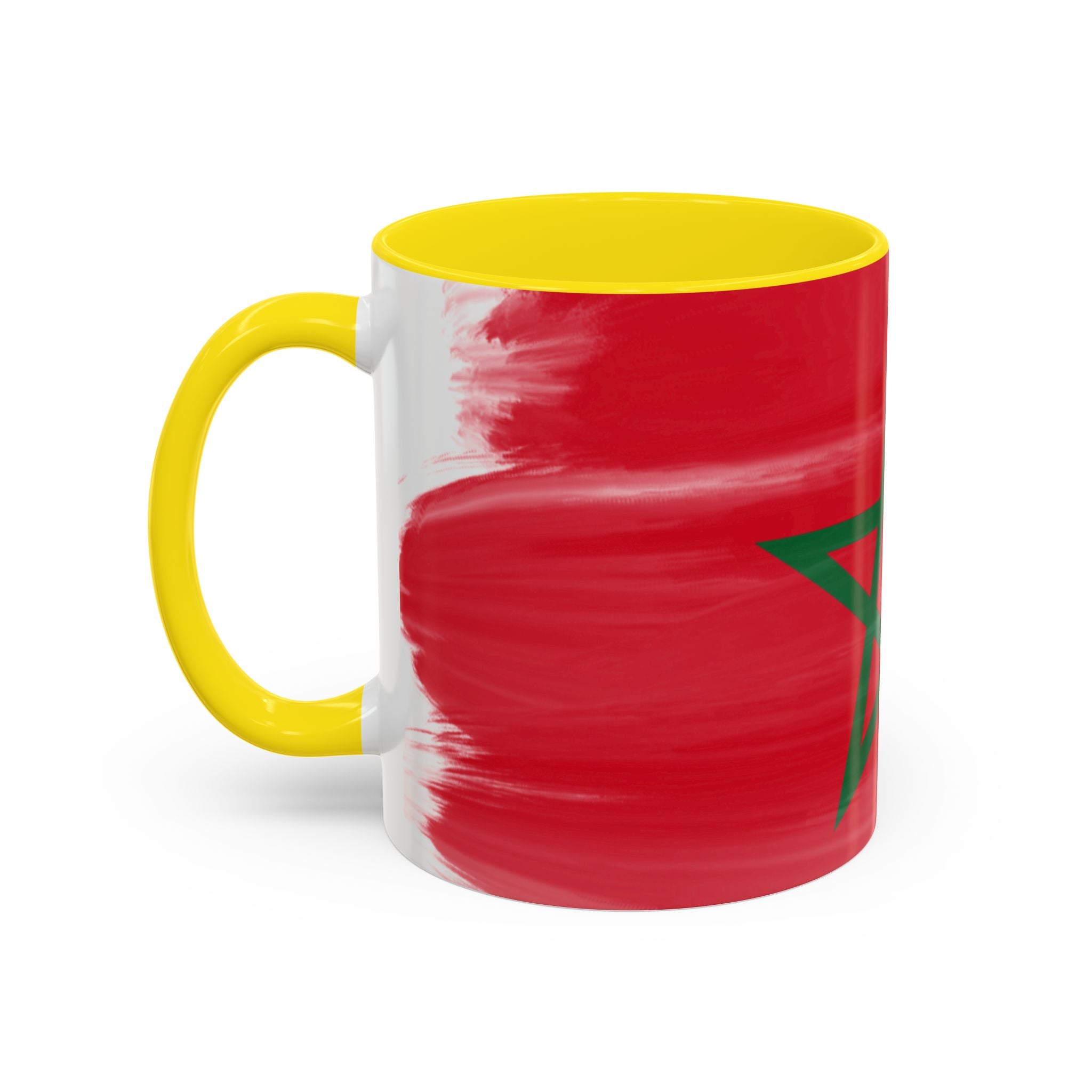 Morocco Flag Accent Coffee Mug — Red & Green Moroccan Star Design (11/15oz)