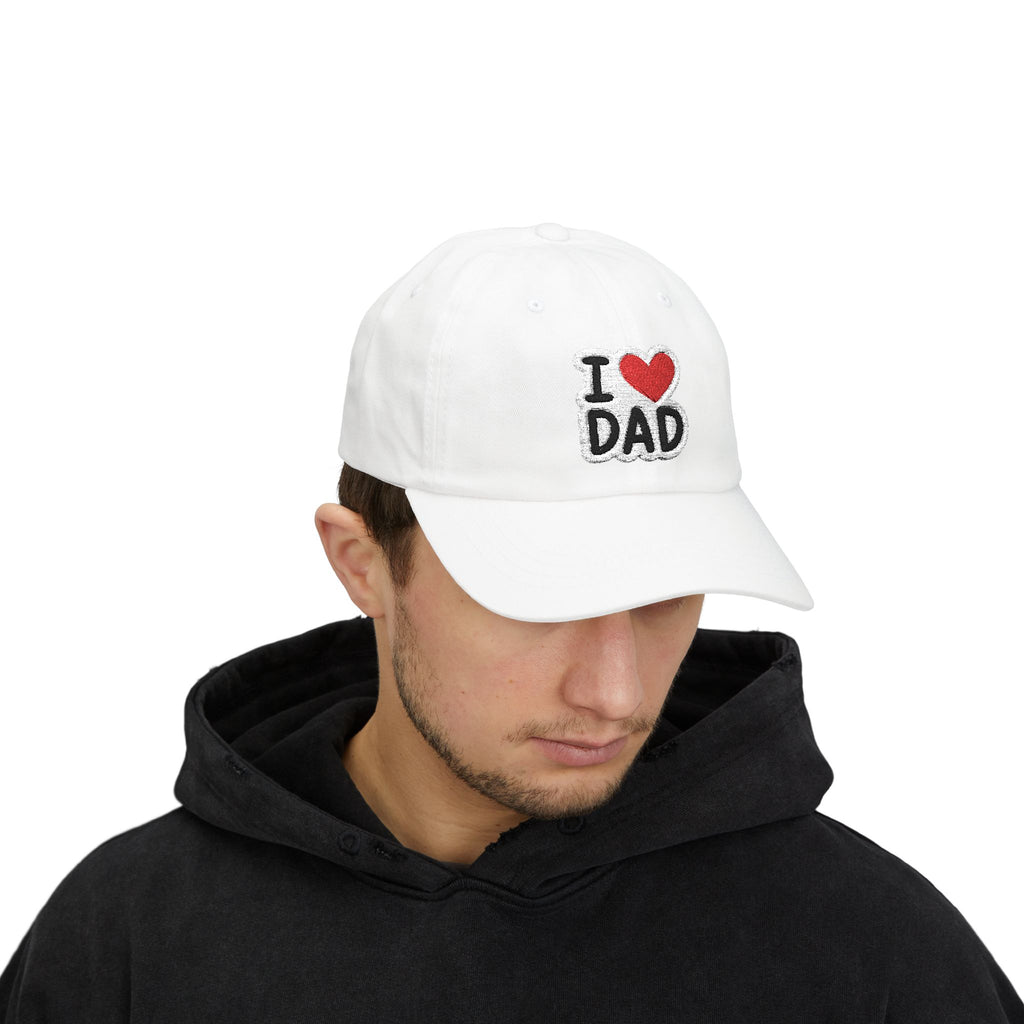 I  DAD Embroidered Dad Cap — Classic White Baseball Hat for Father’s Day