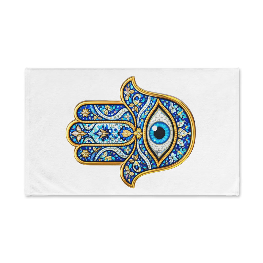Hamsa Hand Towel - Blue Evil Eye Decorative Hand Towel for Kitchen & Bath