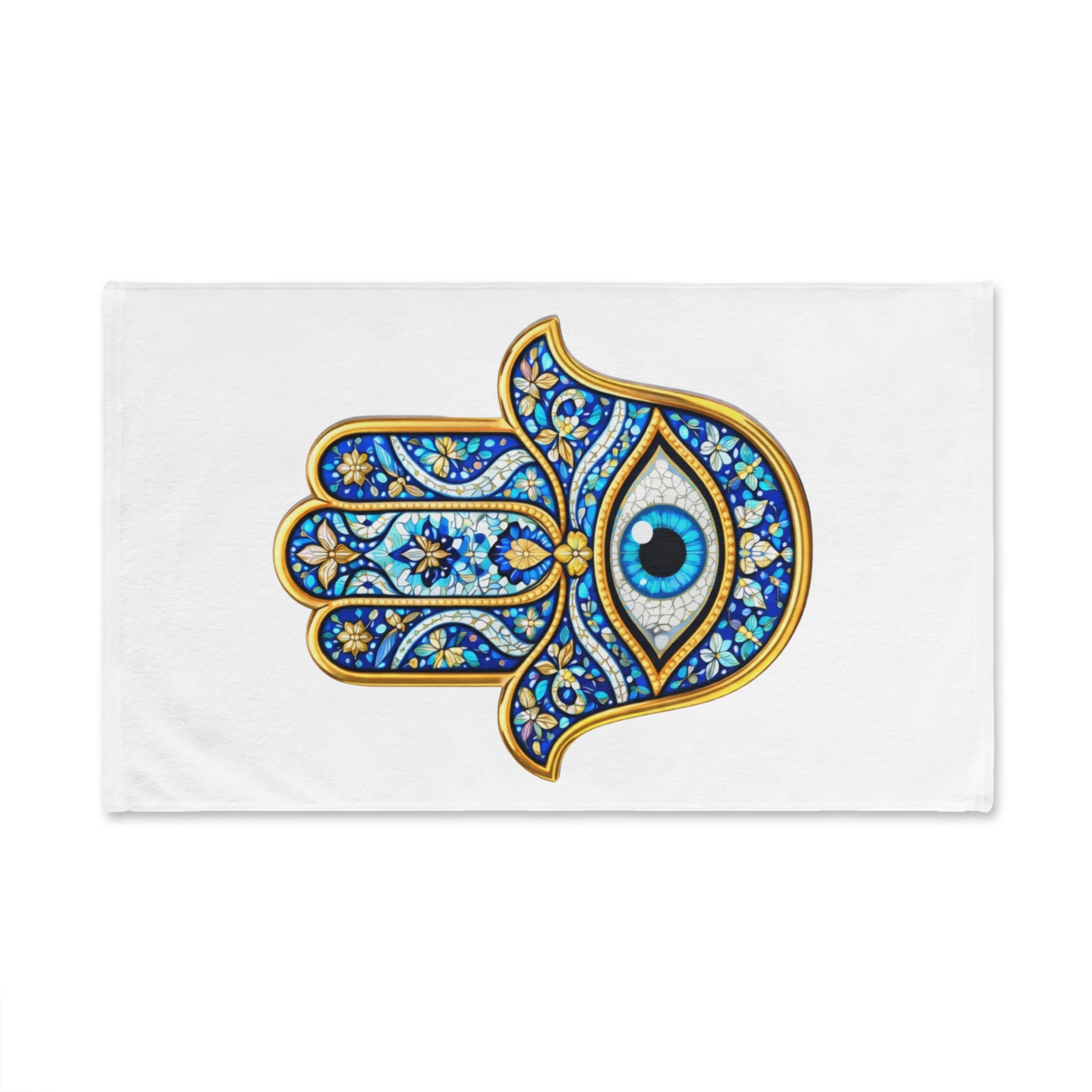 Hamsa Hand Towel - Blue Evil Eye Decorative Hand Towel for Kitchen & Bath