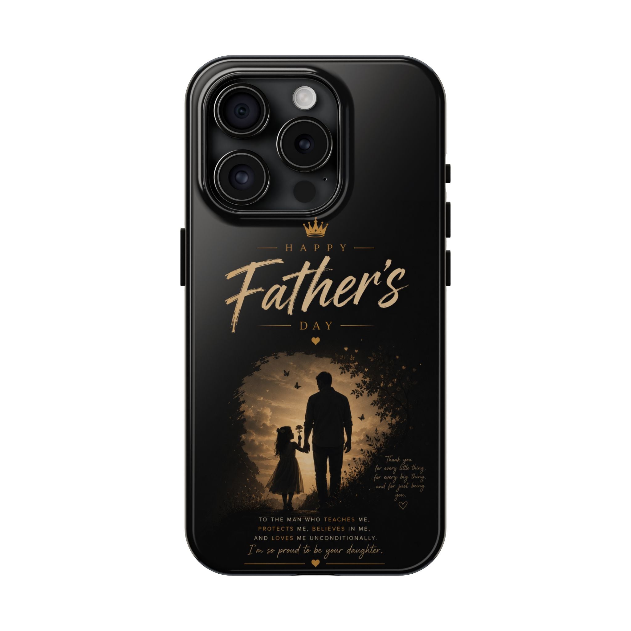 Father's Day Tough Phone Case — 'Happy Father's Day' Silhouette Design