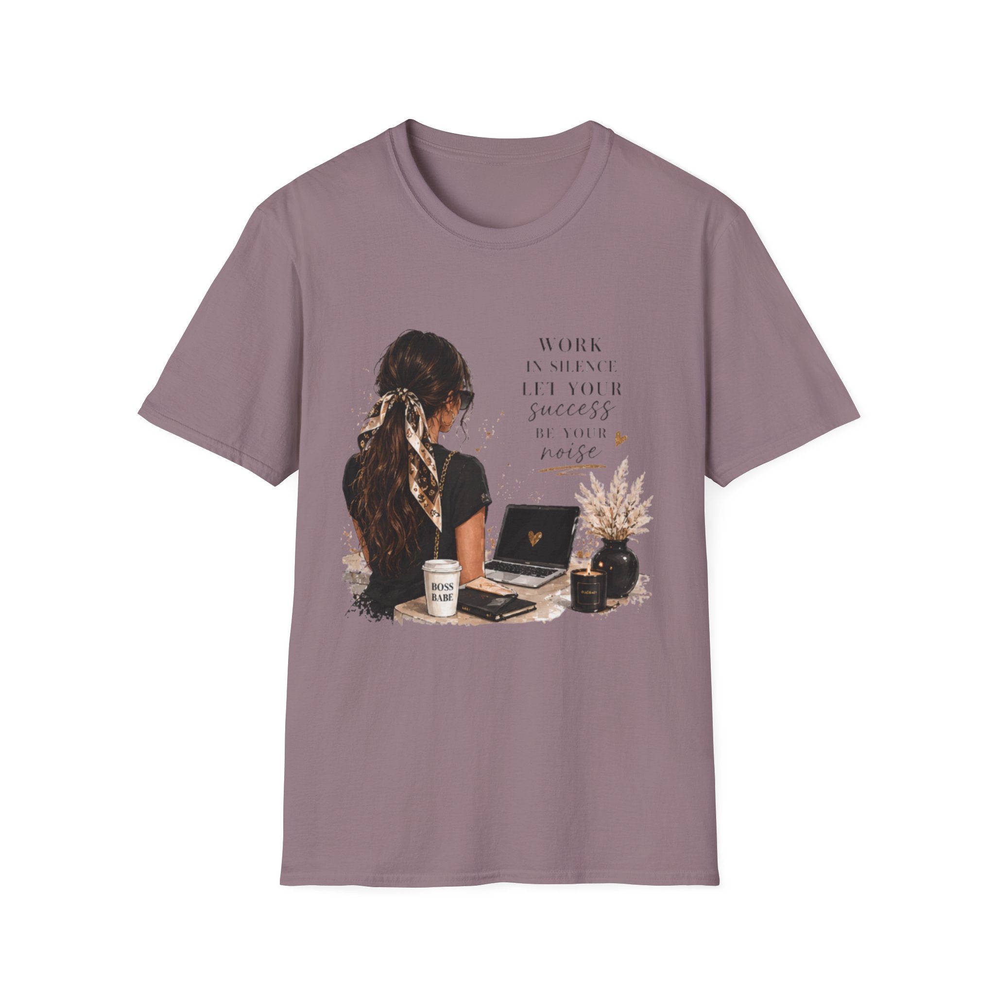 Work Patient Let Your Success Be Your Noise T-Shirt — Inspirational Girl Desk Graphic Tee