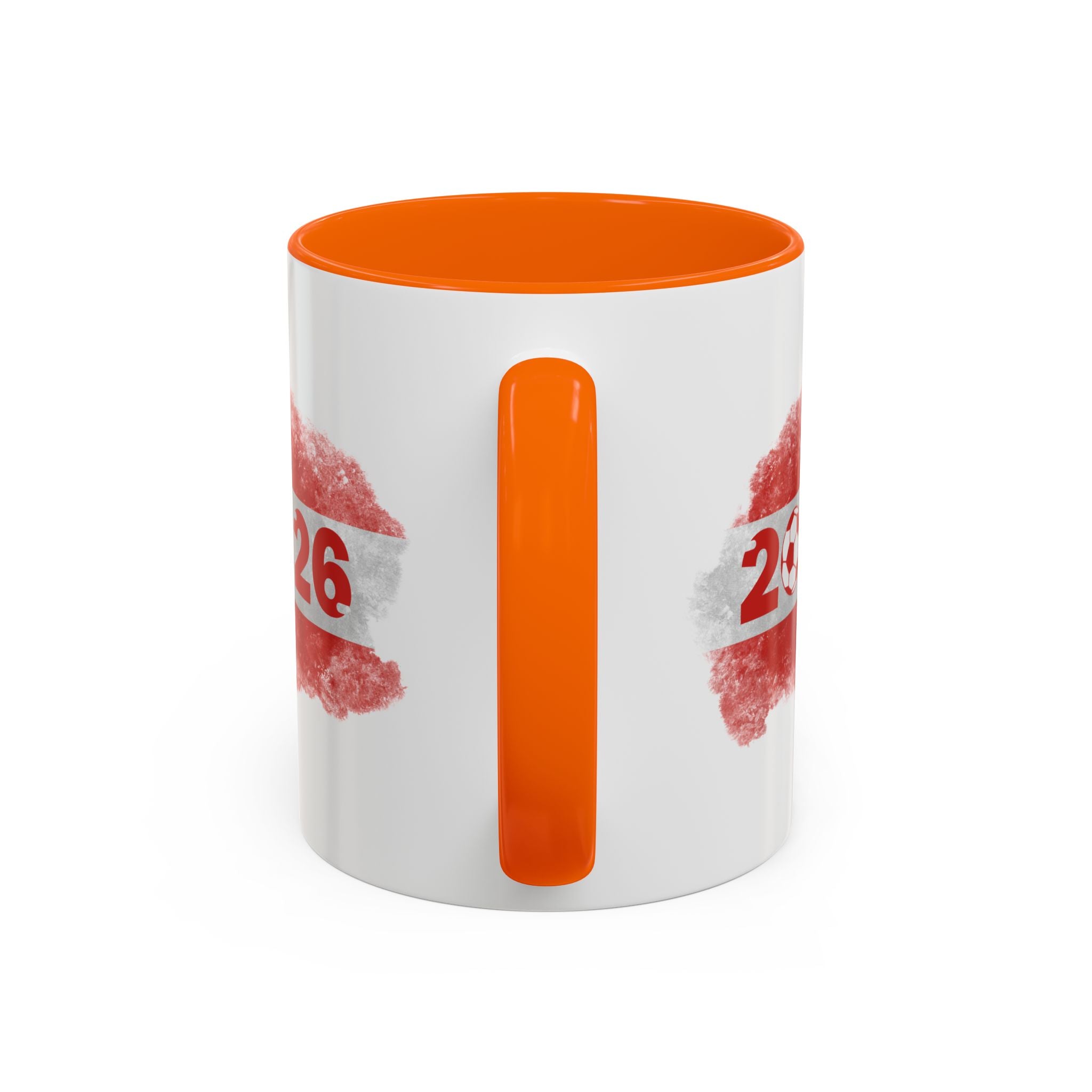 Austria 2026 Soccer Cup Accent Coffee Mug — Red Flag & Trophy Design (11/15oz)