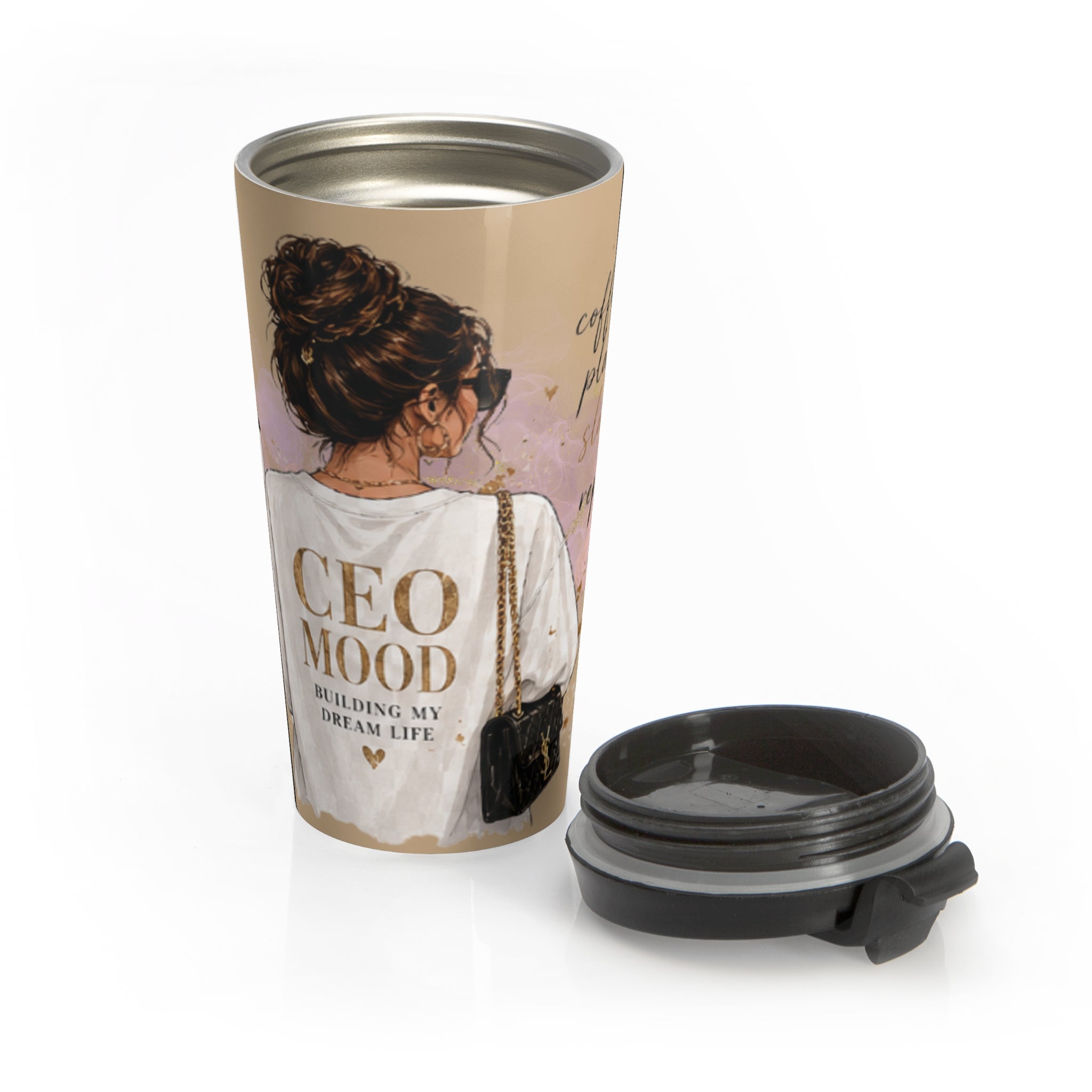 Travel Mug — "CEO Mood" Chic Floral Stainless Steel Tumbler
