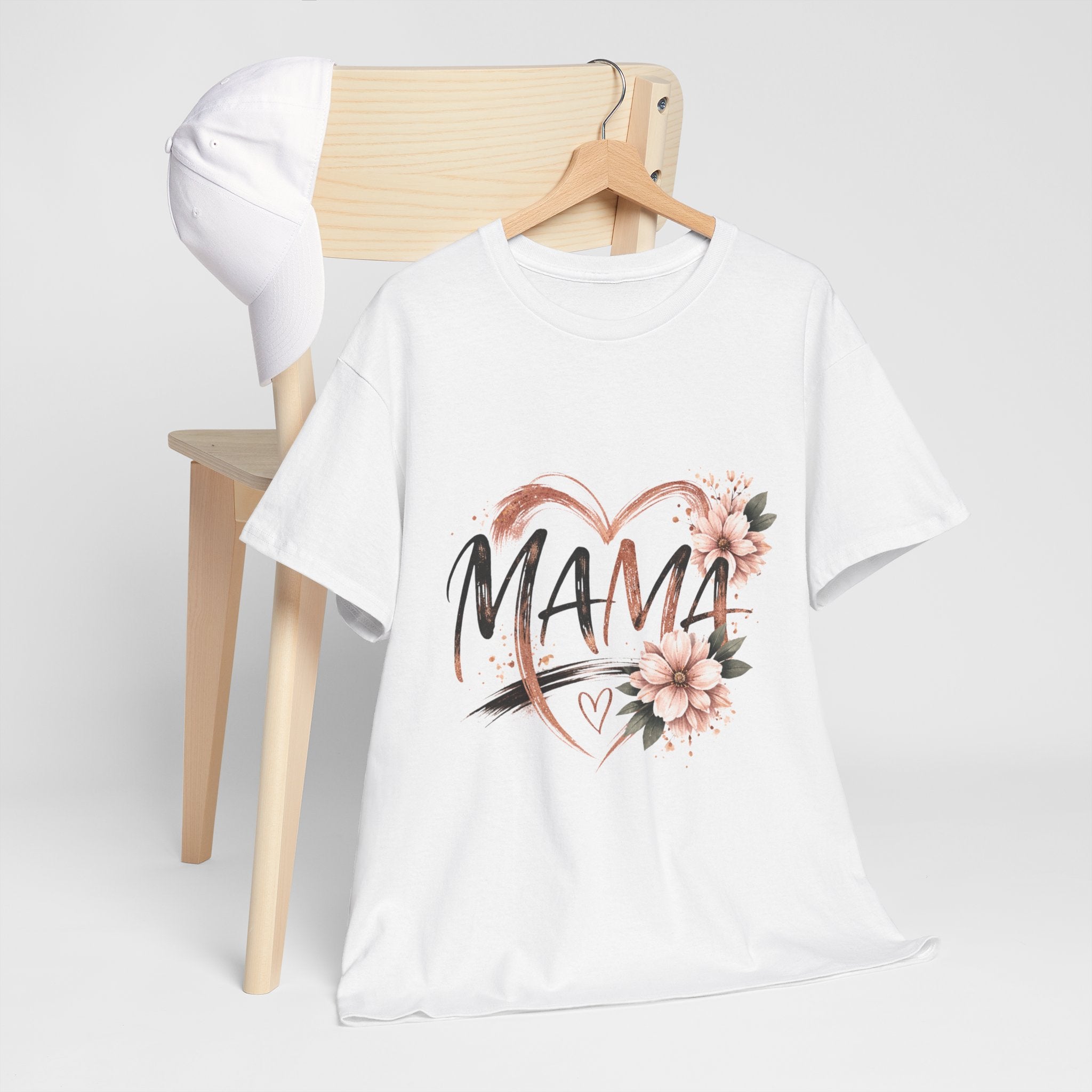 Mama Heart Floral Tee — "MAMA" Script Mother's Day Shirt