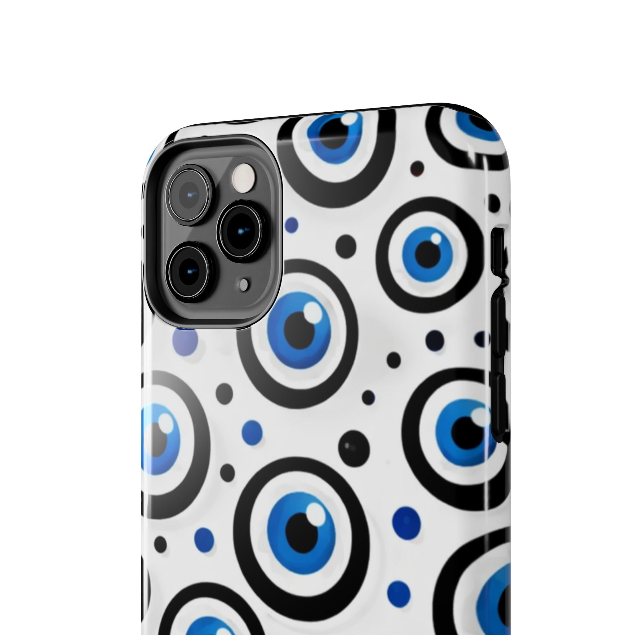 Blue Evil Eye Pattern Tough Phone Case — Protective Ceramic Nazar Design