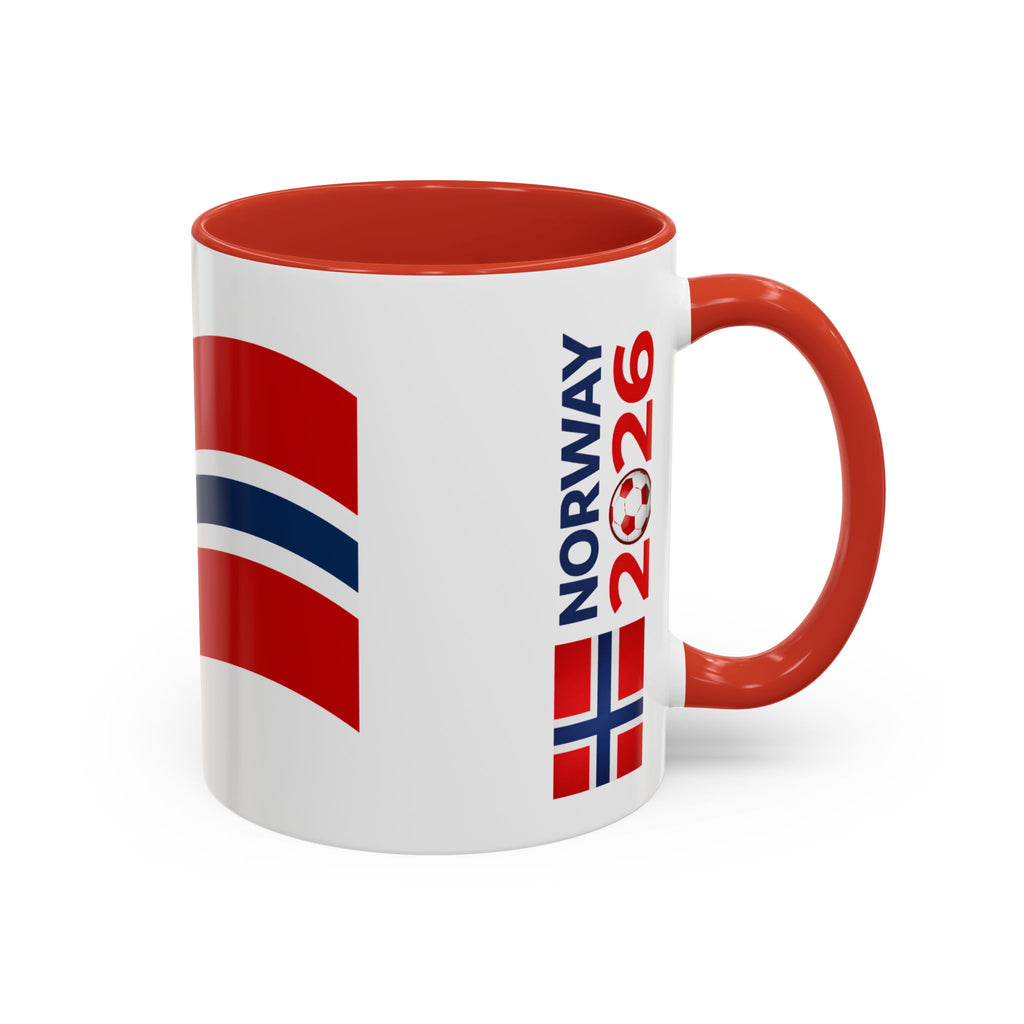 Norway Flag Accent Coffee Mug – Norway 2026 Soccer Fan Ceramic Mug (11/15oz)