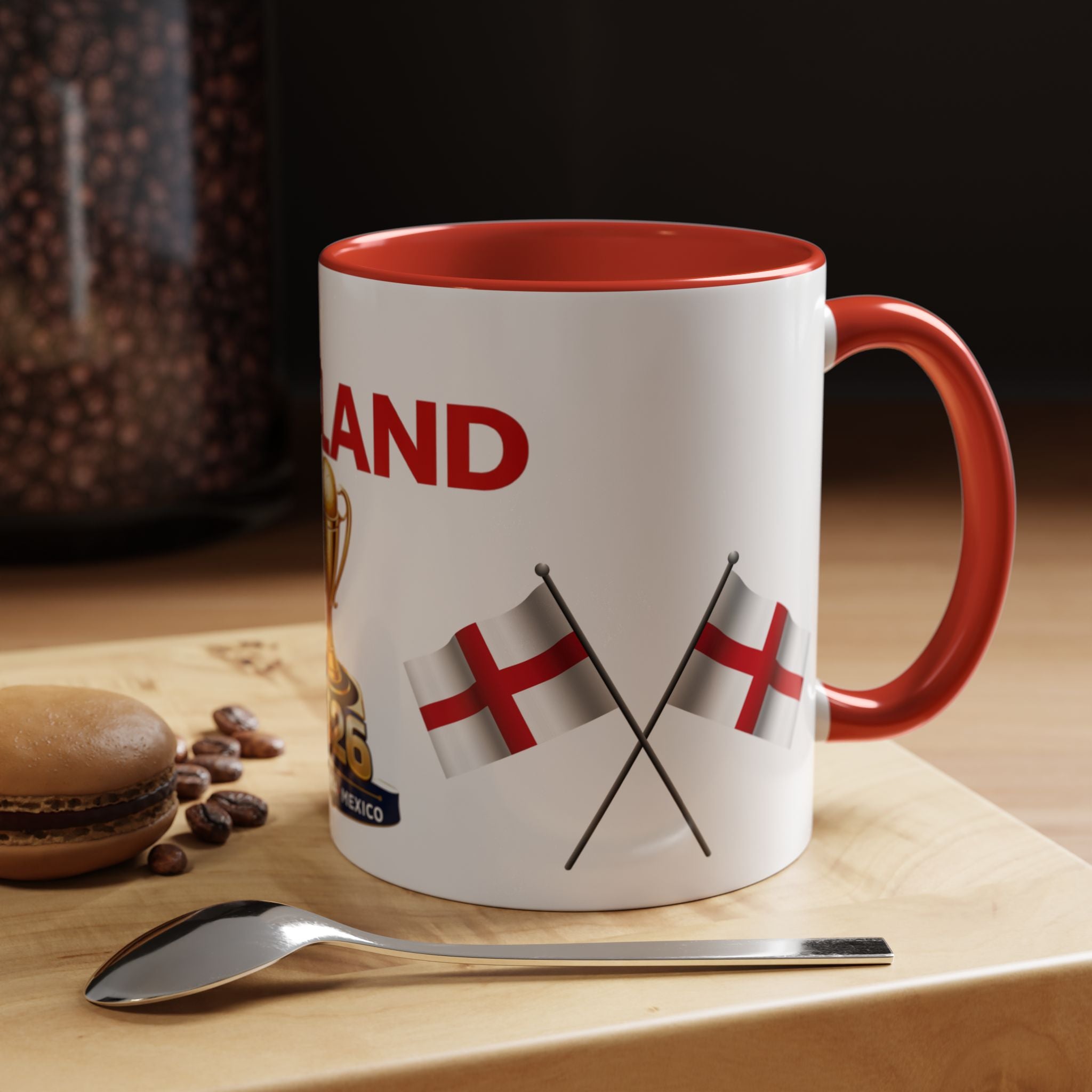 England 2026 Soccer Trophy Accent Coffee Mug — Cup Fan Gift (11/15oz)