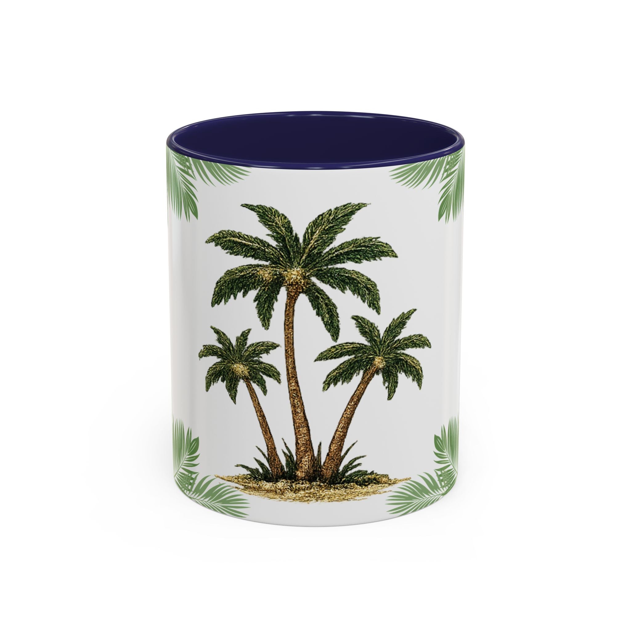 Tropical Palm Coffee Mug — Beachy Accent Mug with Palm Leaves (11oz)