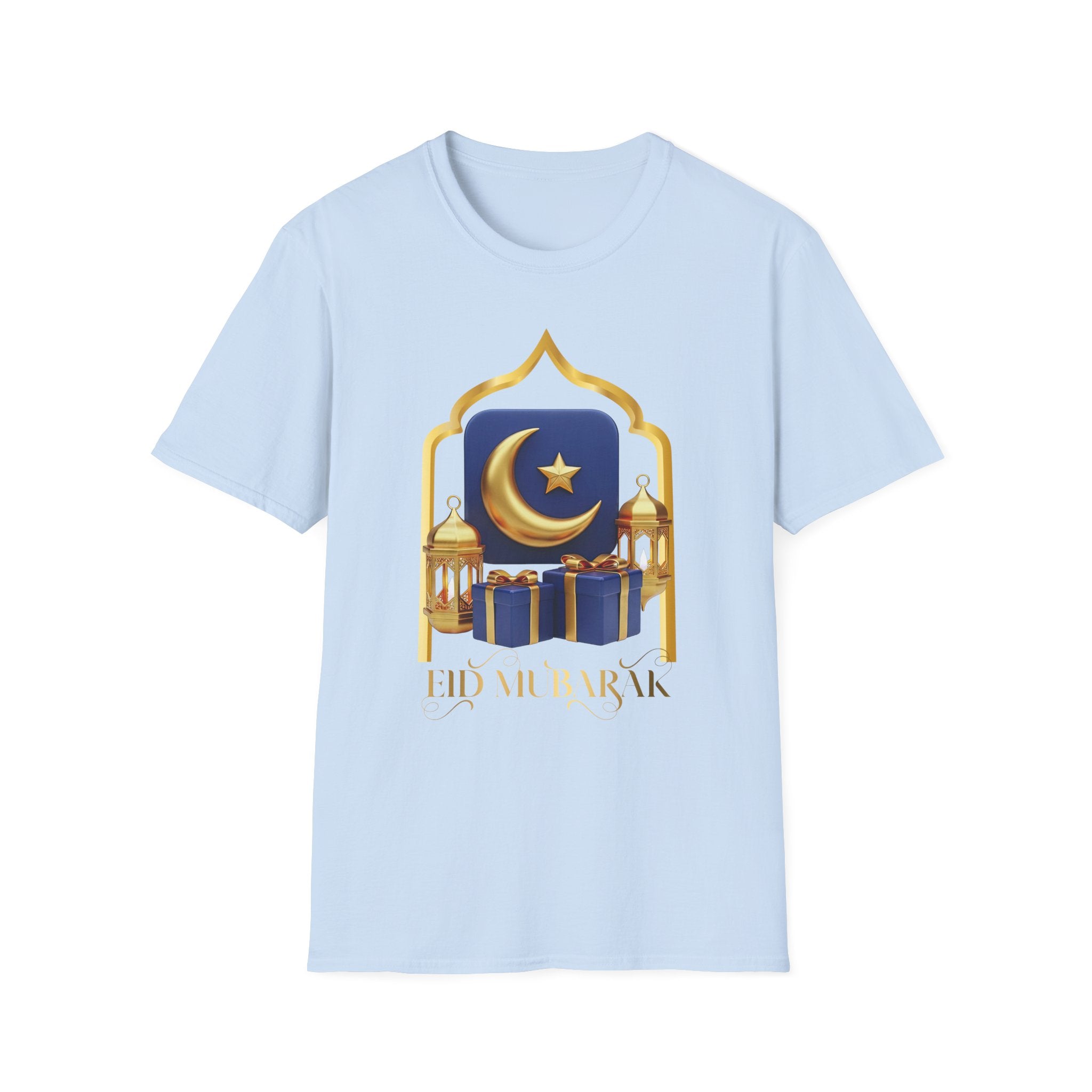 Eid Mubarak T-Shirt — Crescent Moon & Mosque Graphic