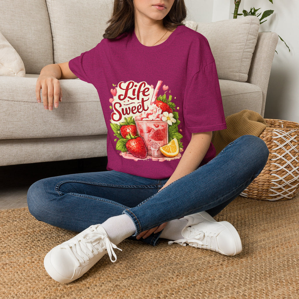 T-Shirt — "Life Sweet" Strawberry Lemonade Graphic Tee