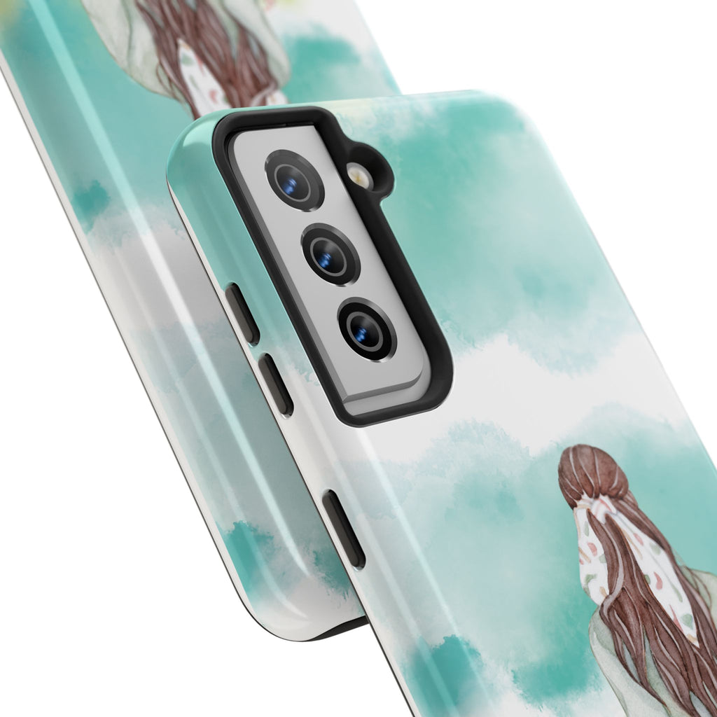 Watercolor Girl Tough Phone Case — Trendy Pastel Back-to-School Protective Cover