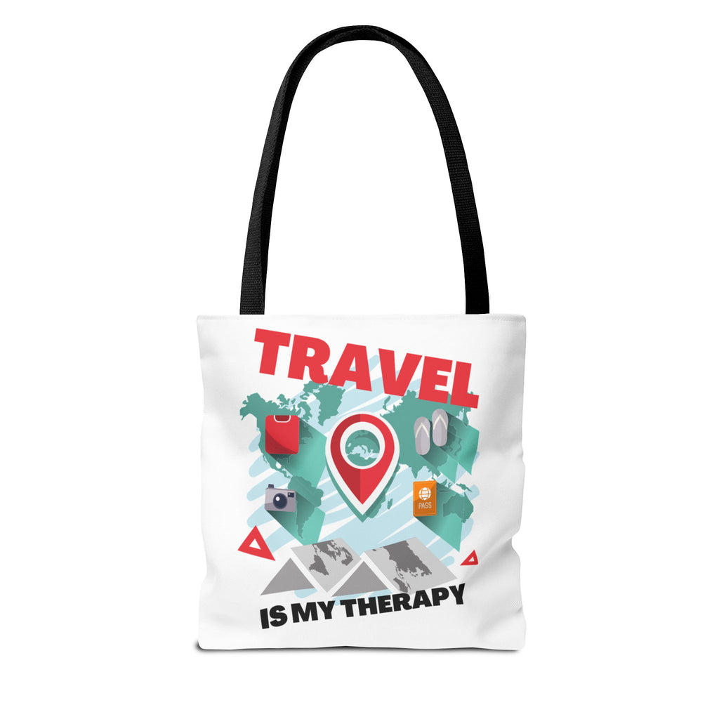 Travel Tote Bag - "Travel Is My Therapy" Canvas Shopper