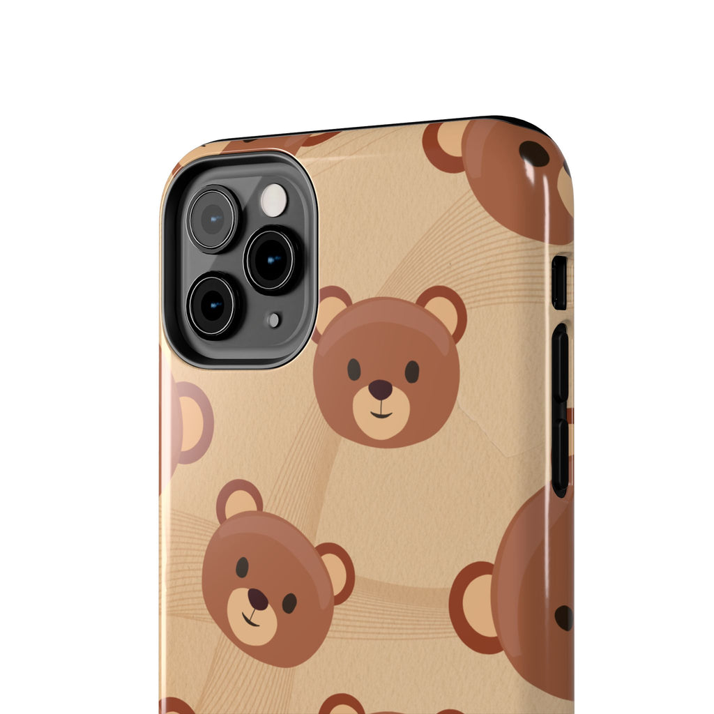 Bear Pattern Tough Phone Case — Cute Brown Bear Protective Phone Cover