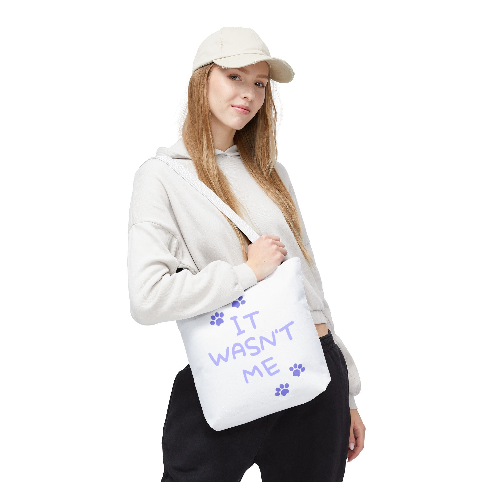 Cat Paw Print Tote — "It Wasn't Me" Funny Cat Tote Bag