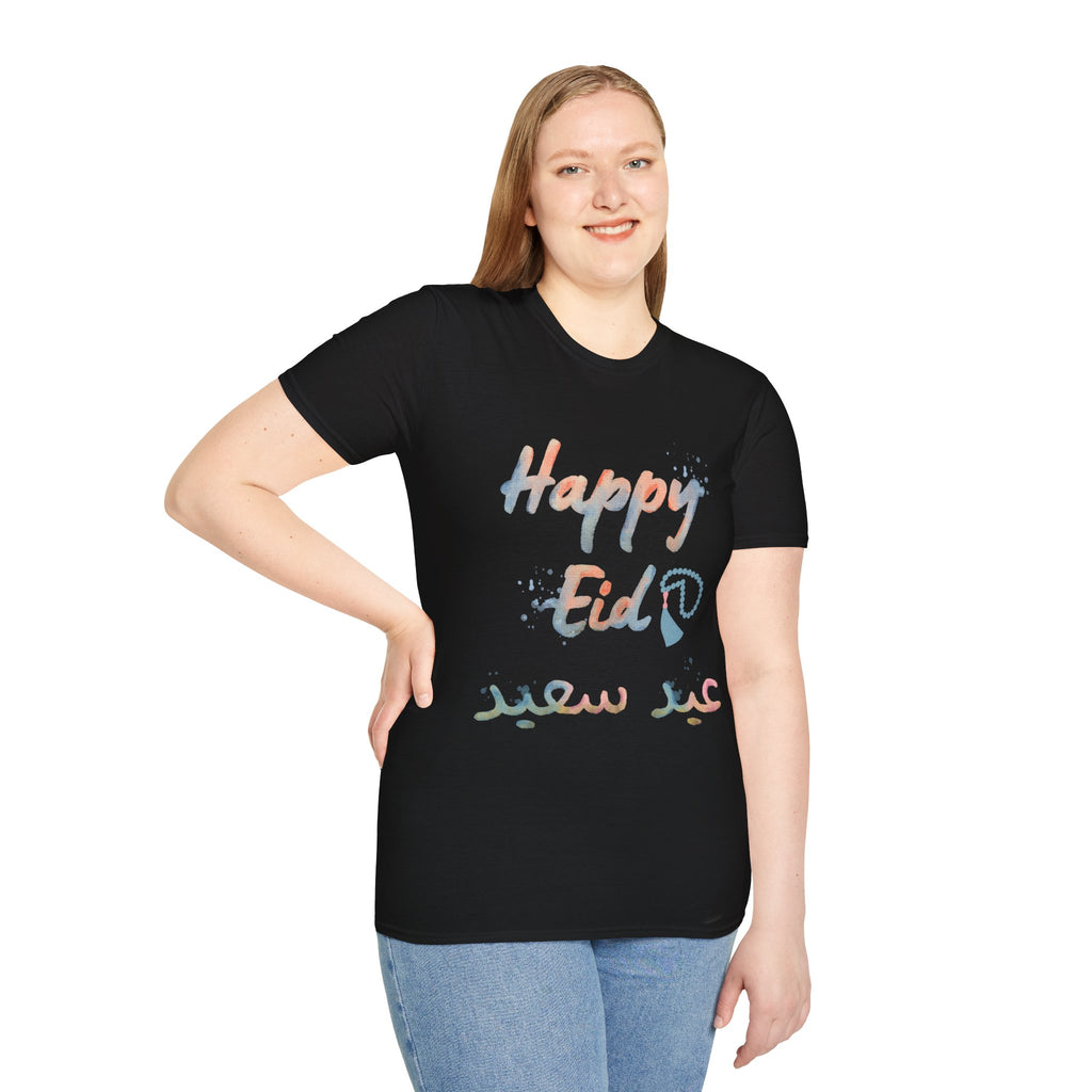 Eid Celebration T-Shirt — "Happy Eid" Bilingual Pastel Tee
