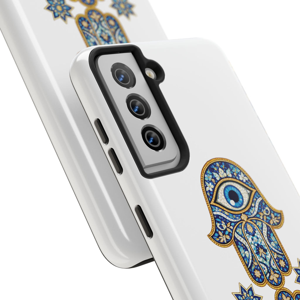 Hamsa Eye Tough Phone Case — Blue Mosaic Protective Phone Cover