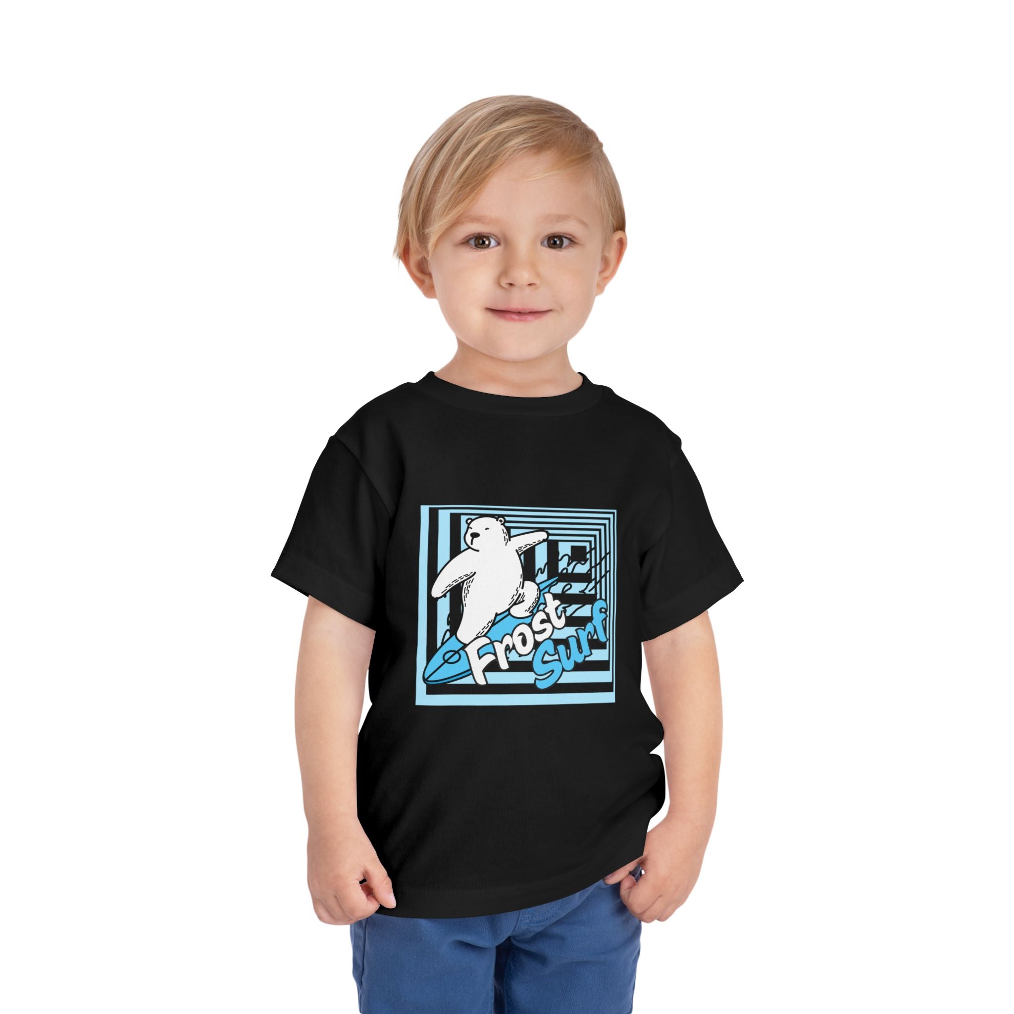 Frost Surf Polar Bear Toddler Tee — Cute Surfing Arctic Graphic Shirt