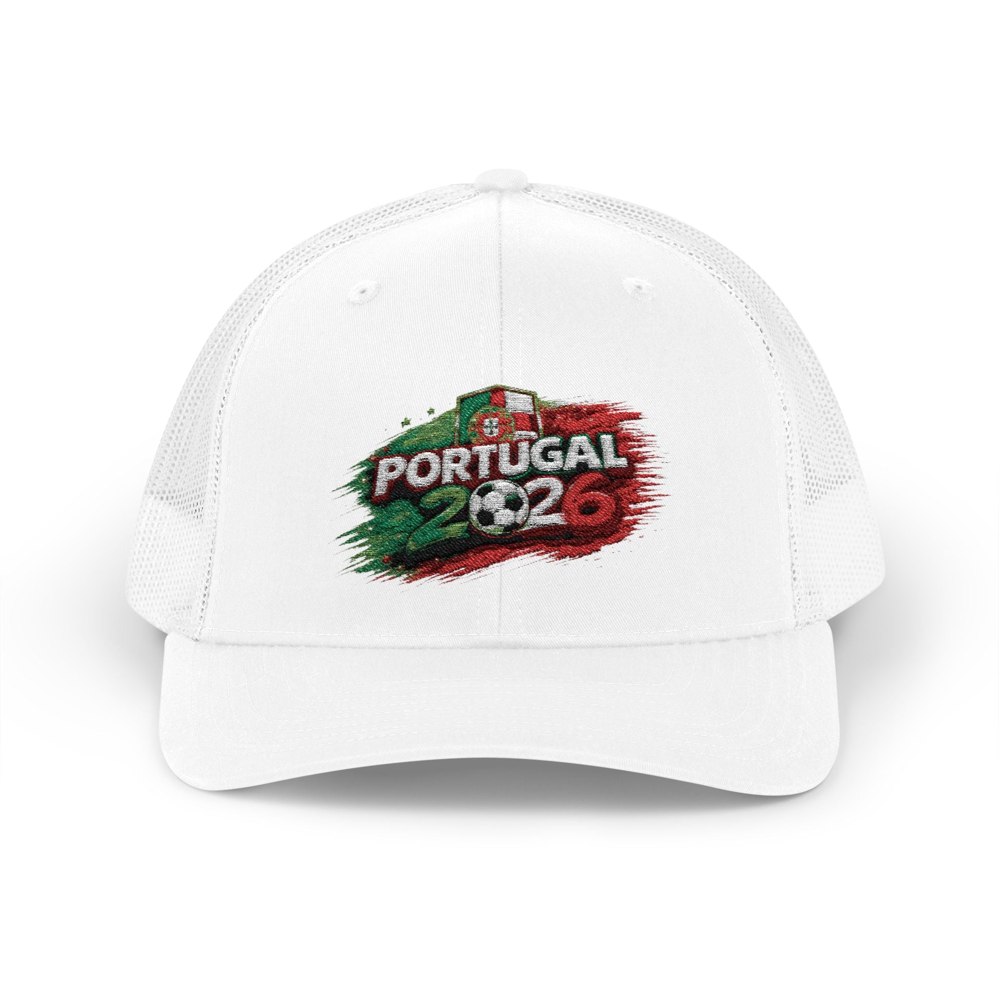 Portugal 2026 Soccer Snapback Trucker Cap – Vintage Flag Brushstroke Design