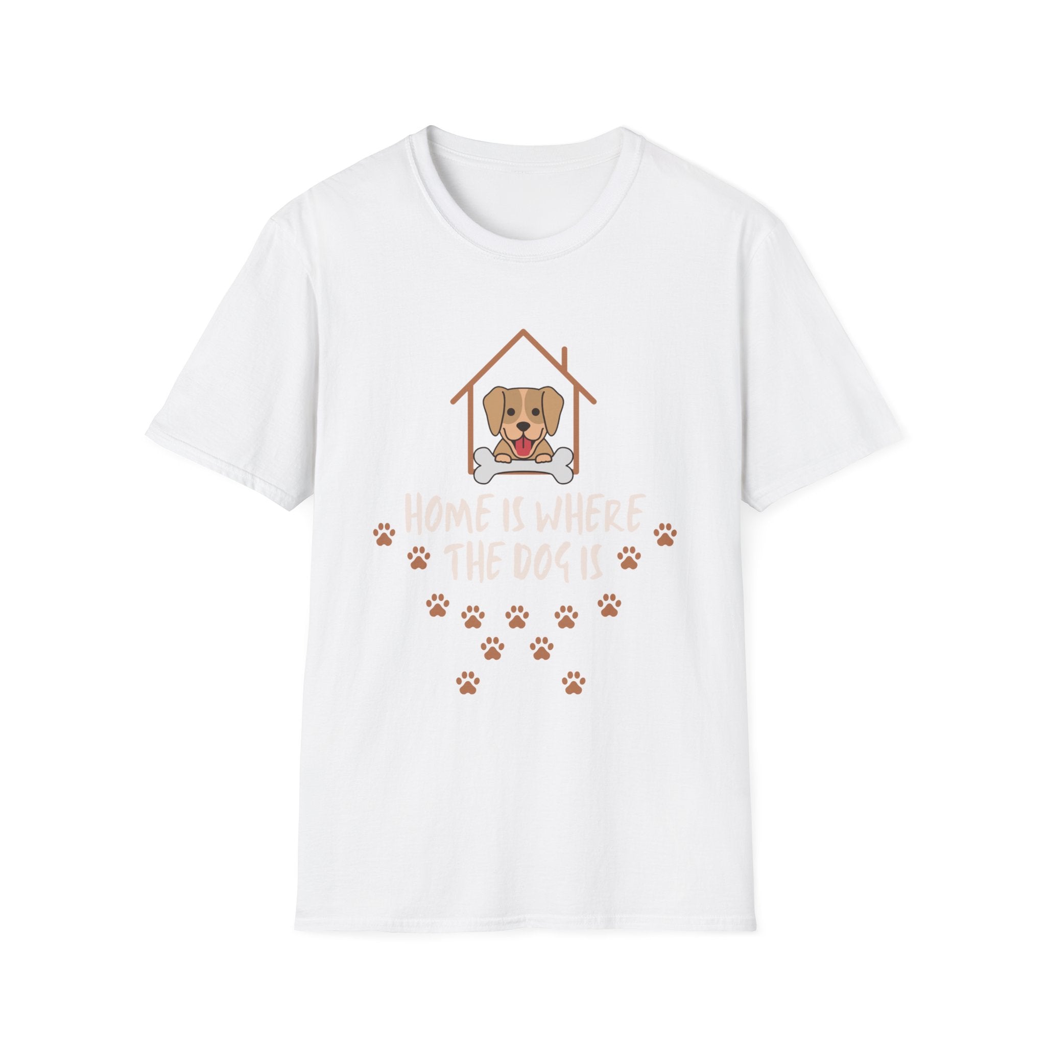 Dog Lover T-Shirt — "Home Is Where The Dog Is" Paw Print Tee