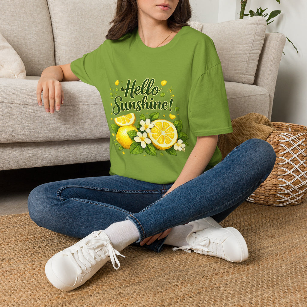 Hello Sunshine Uni Sex T-Shirt — Lemon Floral Summer Tee