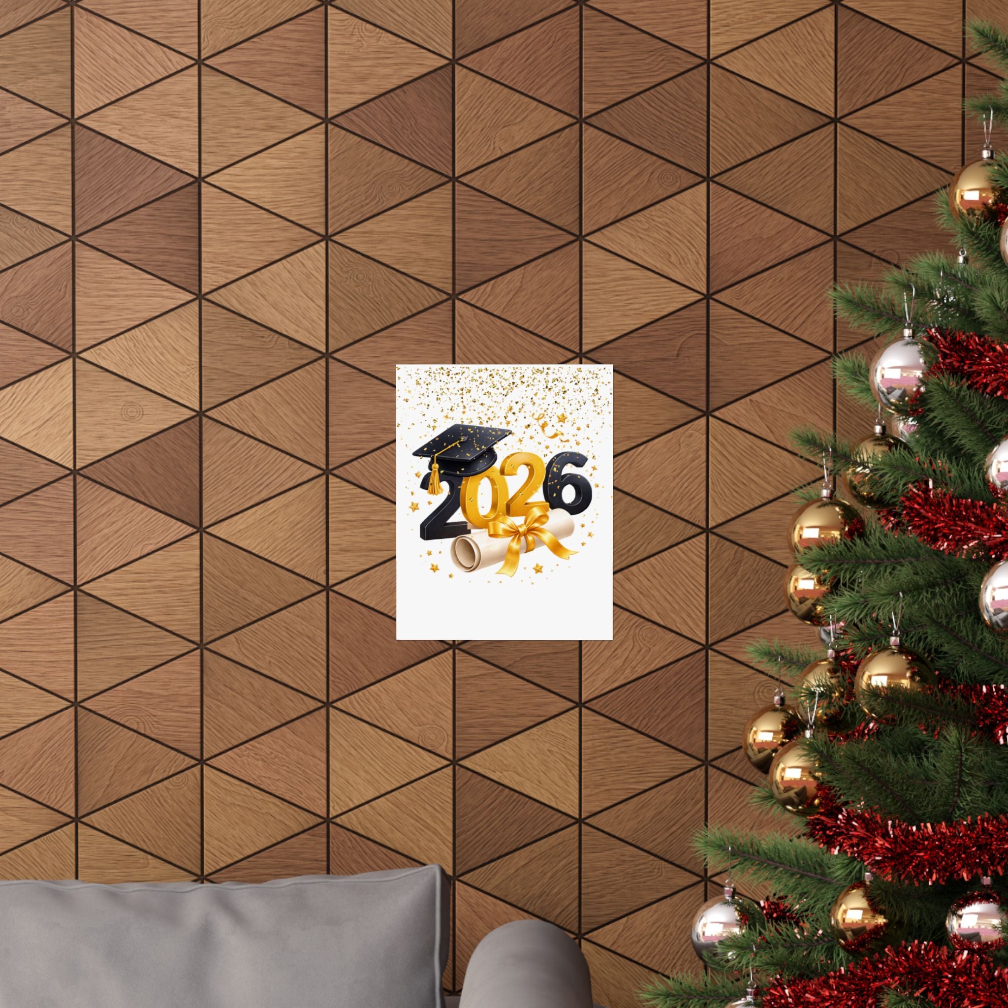 2026 Graduation Poster — Matte Vertical Graduation Wall Art with Cap & Diploma