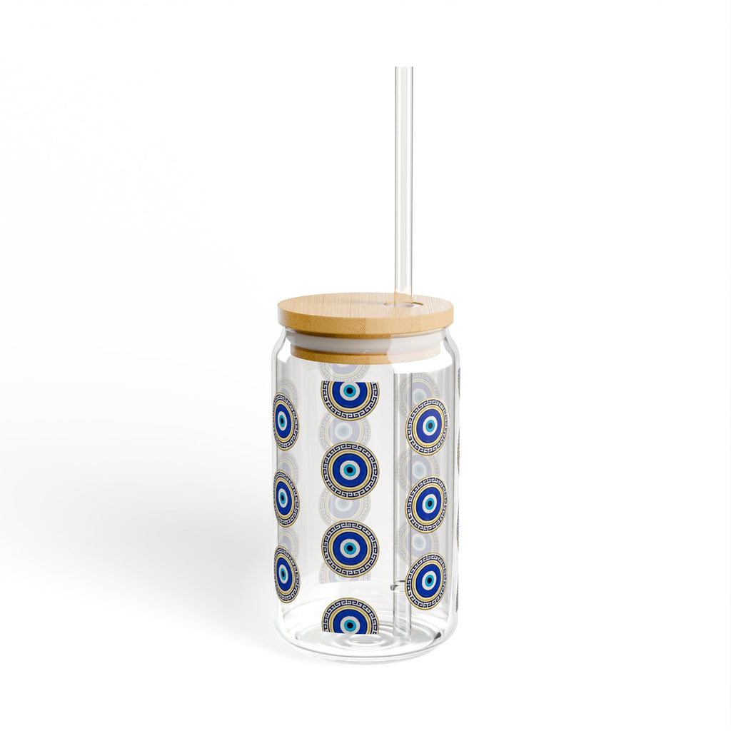 Evil Eye Glass Sipper, 16oz Bamboo Lid Tumbler