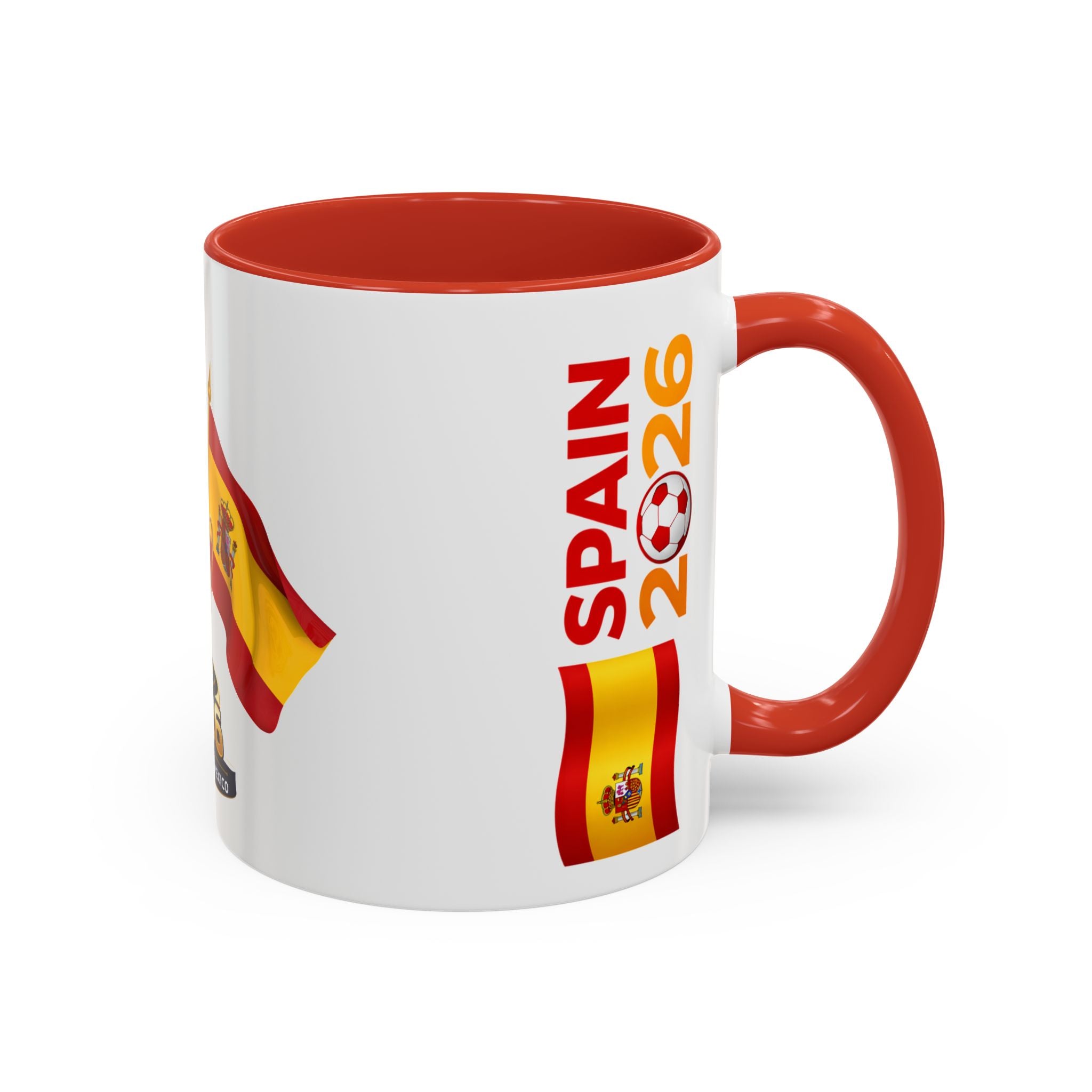 Spain 2026 Soccer Trophy Accent Coffee Mug — Spain Flag Football Fan Gift (11/15oz)