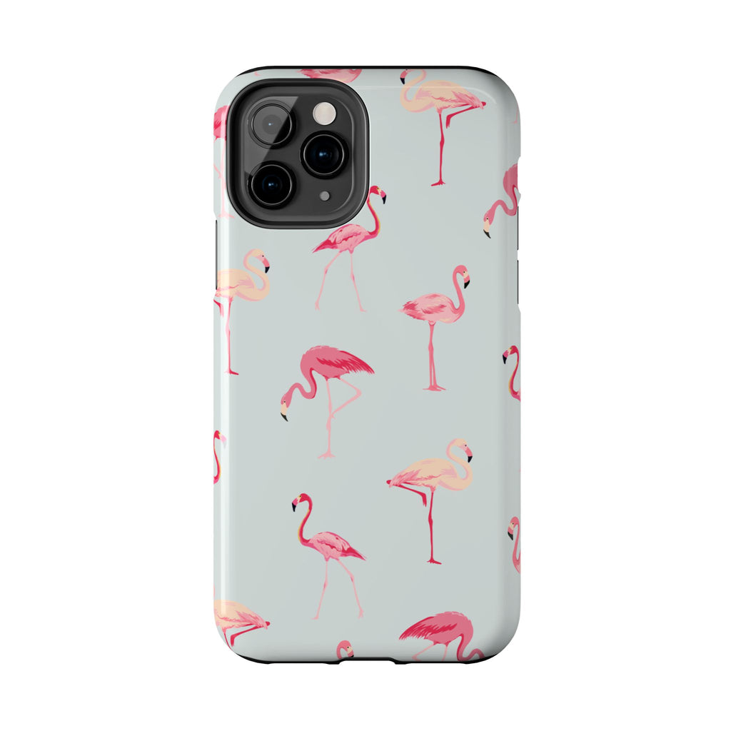Flamingo Pattern Tough Phone Case — Cute Pink Birds Protective Phone Cover