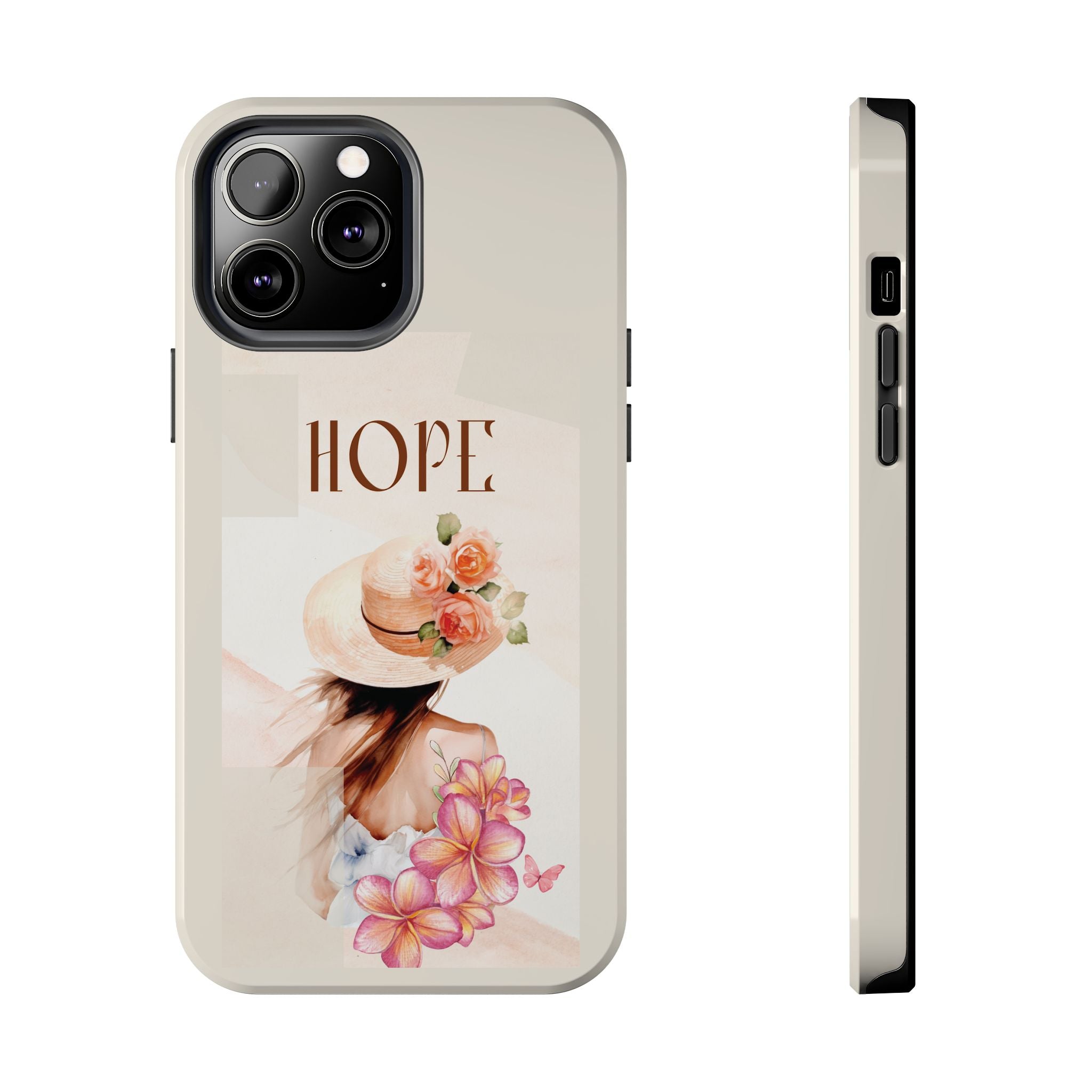 Hope Floral Tough Phone Case — Protective iPhone Case with Watercolor Girl & Flowers