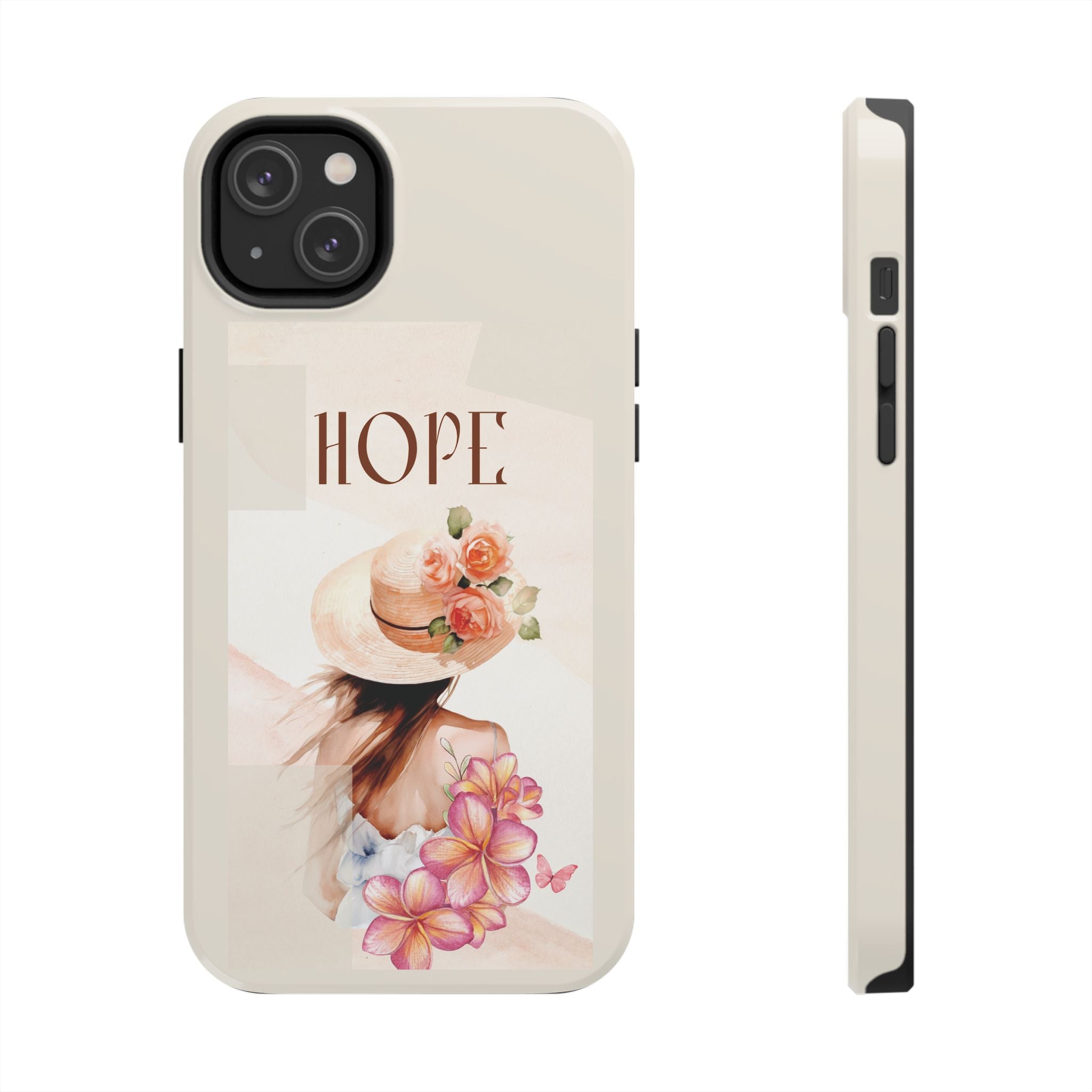 Hope Floral Tough Phone Case — Protective iPhone Case with Watercolor Girl & Flowers