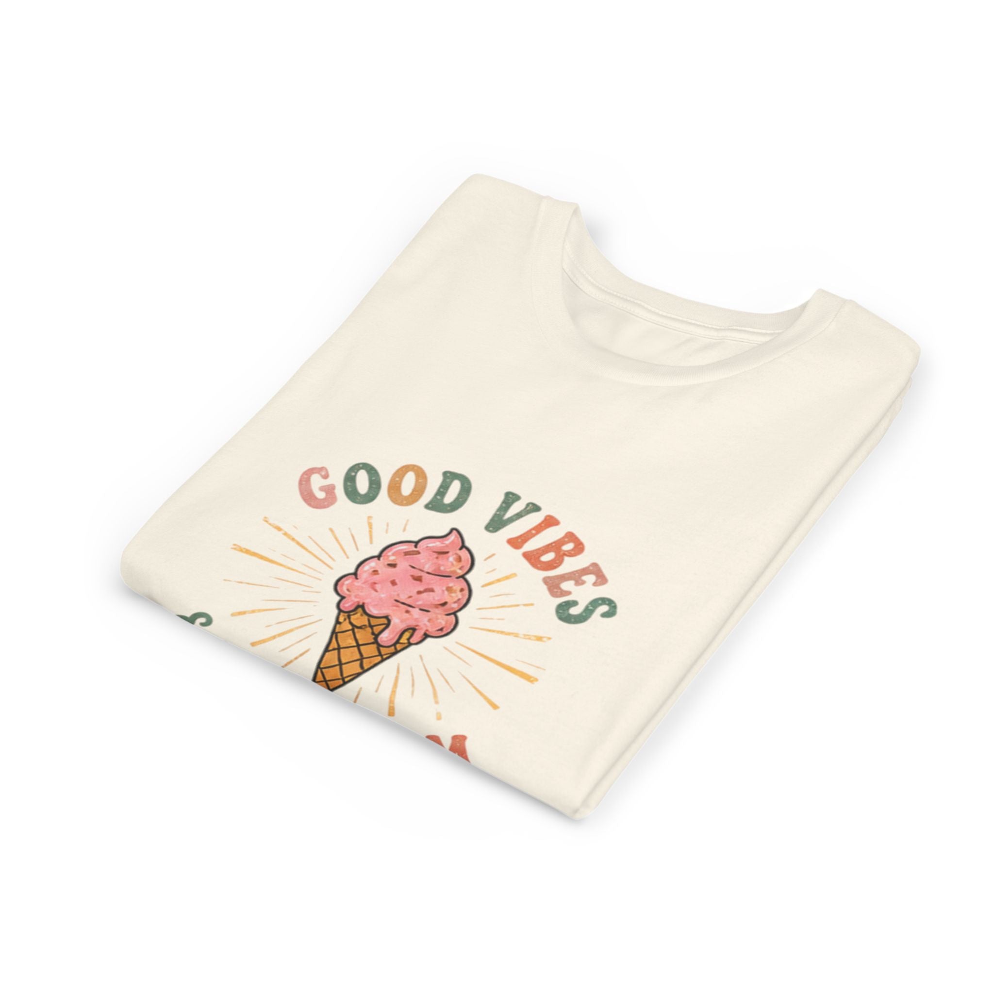 Youth Tee — "Good Vibes & Ice Cream" Cute Ice Cream Graphic Shirt