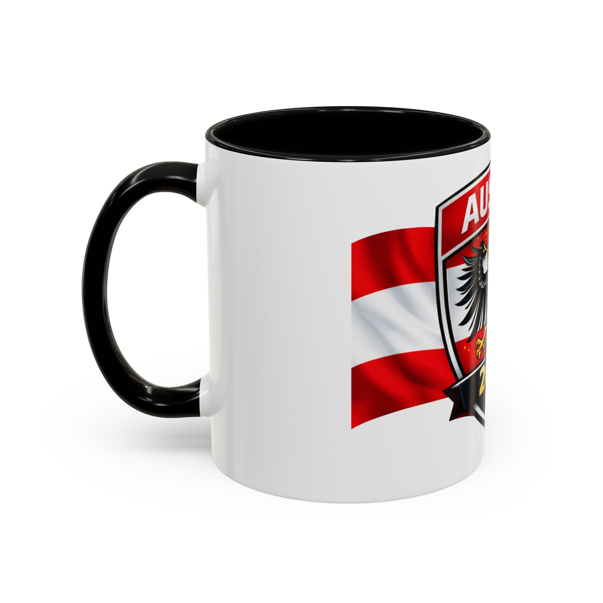 Austria 2026 Cup Coffee Mug – Austrian Flag & Trophy Accent Mug