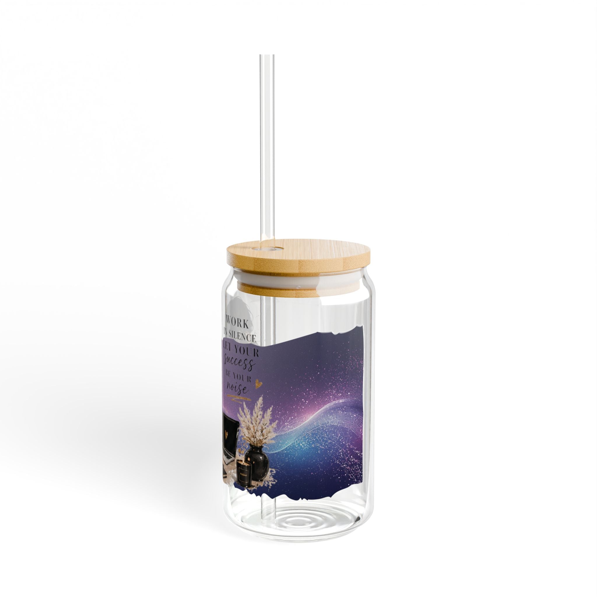 16oz Sipper Glass – "She Believed She Could" Inspirational Travel Tumbler with Straw