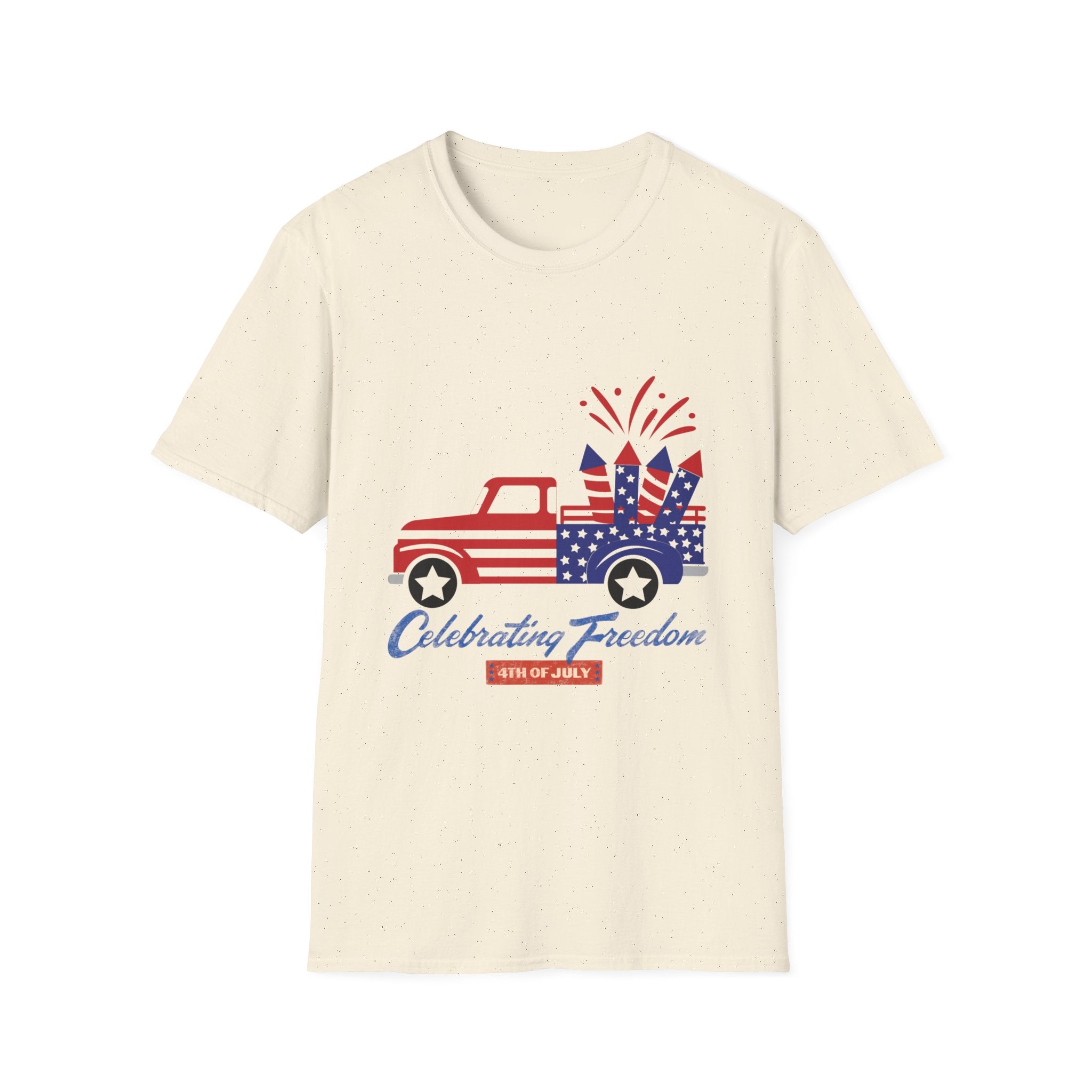 4th of July Truck T-Shirt – "Celebrating Freedom" Patriotic Fireworks Tee