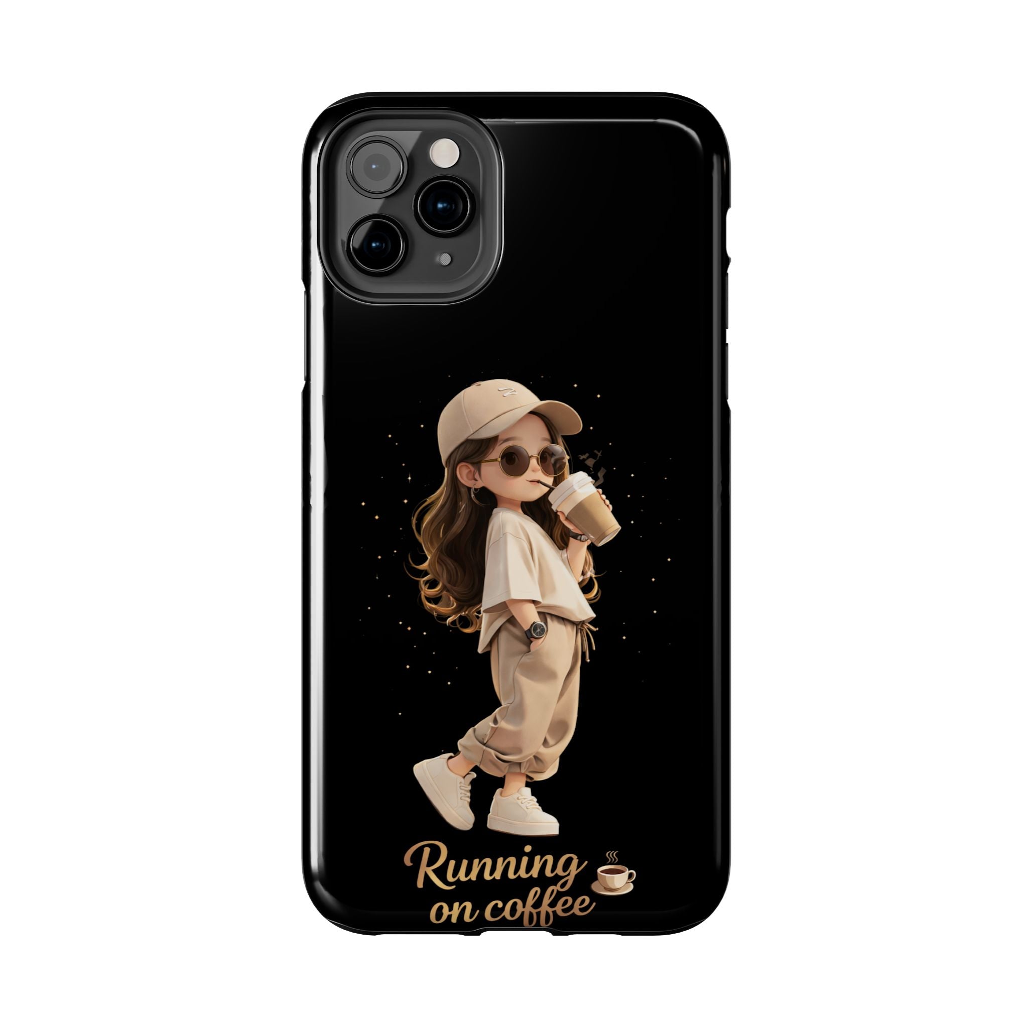 Phone Case — 'Running on Coffee' Cute Coffee Girl Protective Case