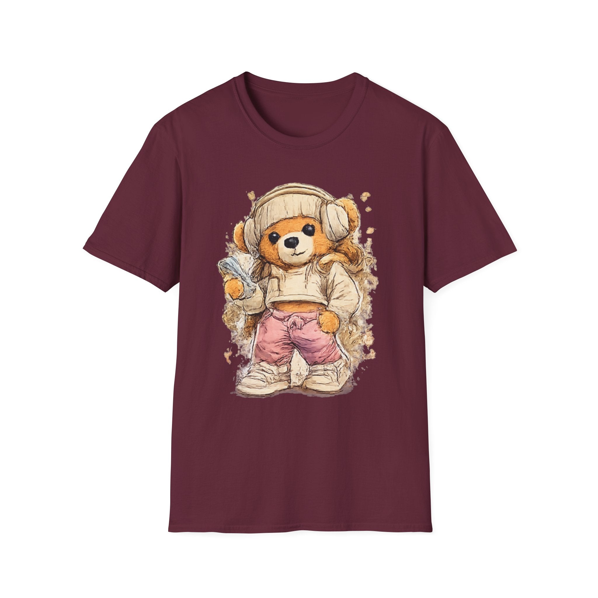 Cute Bear in Cozy  with headphone Outfit T-Shirt