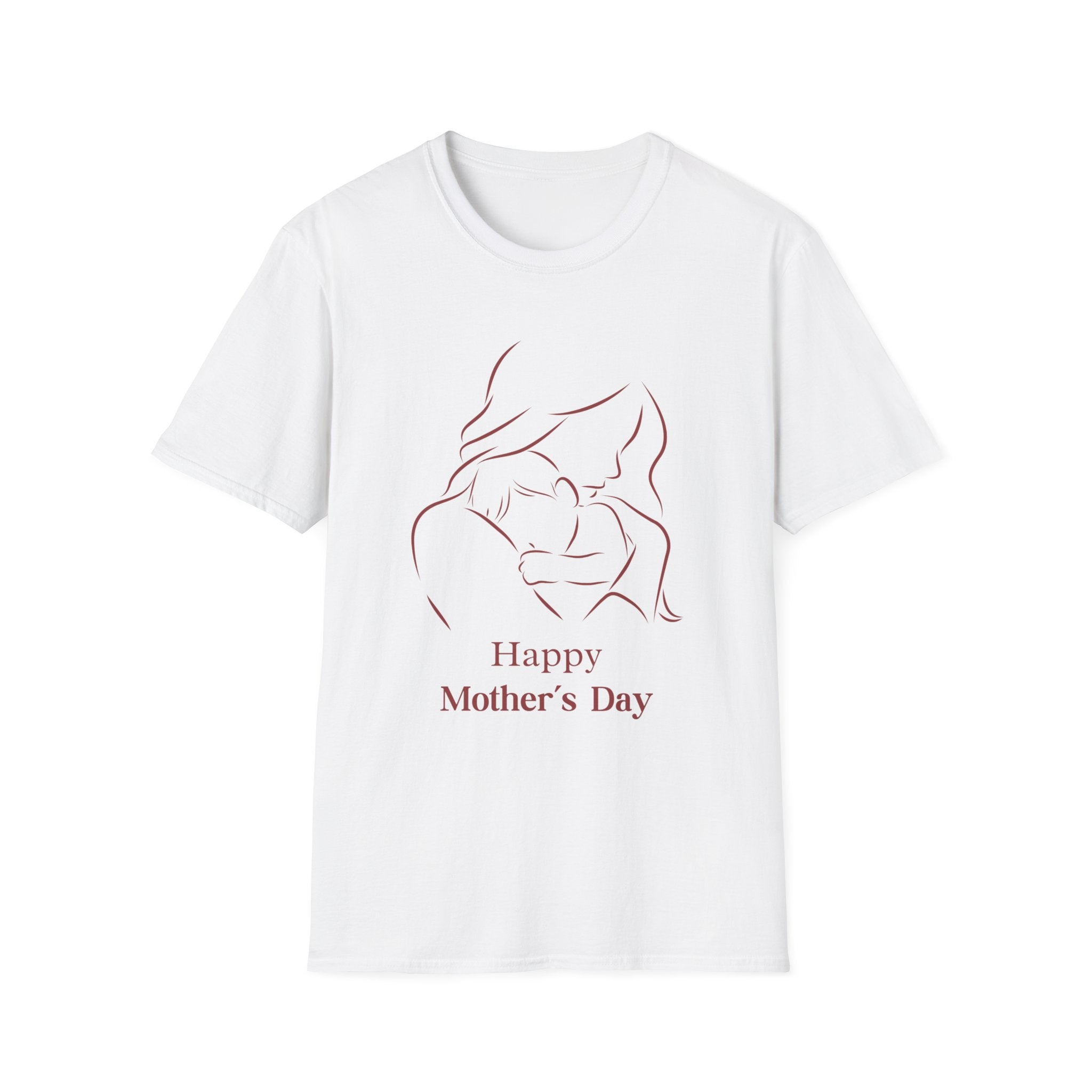 Mother's Day T-Shirt — Minimal Mom and Baby Line Art with "Happy Mother's Day"