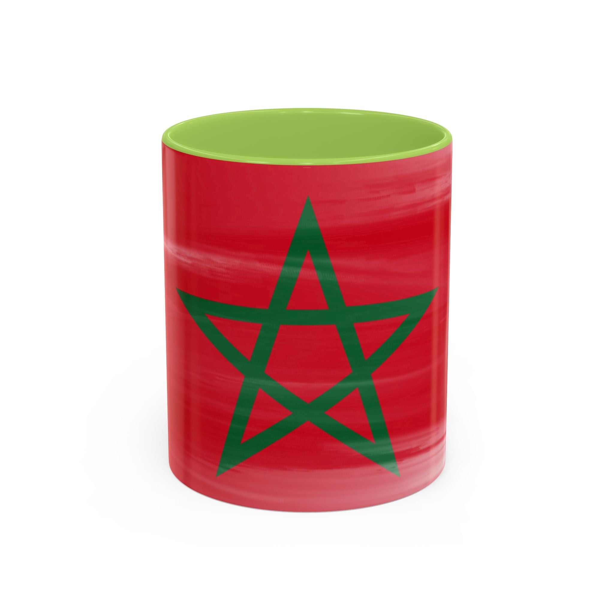 Morocco Flag Accent Coffee Mug — Red & Green Moroccan Star Design (11/15oz)