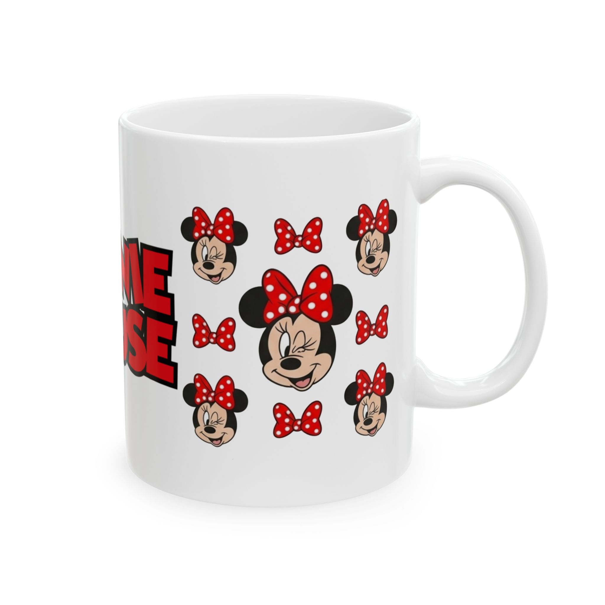 Minnie Mouse Ceramic Mug — Cute Polka Dot Bow Disney Coffee Cup (11oz)