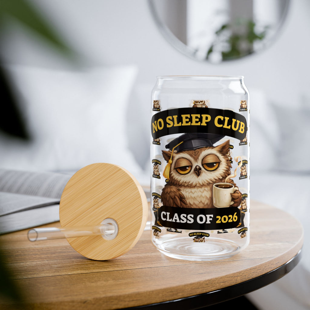 No Sleep Club Sipper Glass — Class of 2020 Graduation Tumbler (16oz)