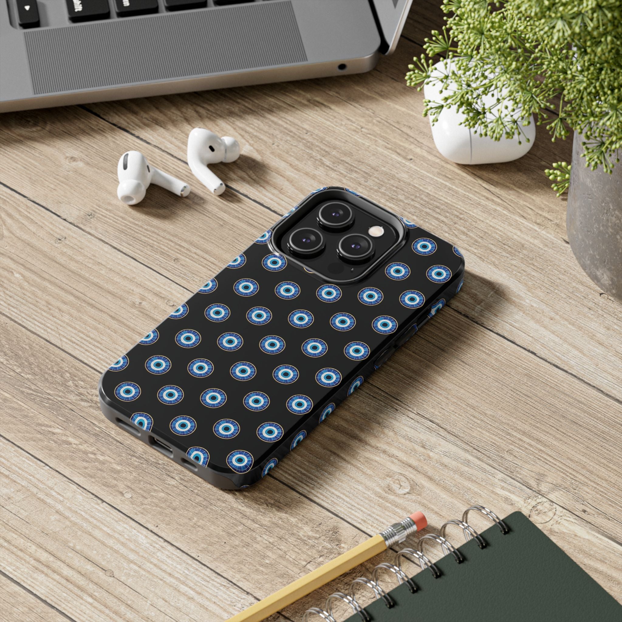 Evil Eye Pattern Tough Phone Case — Protective Blue Nazar Design