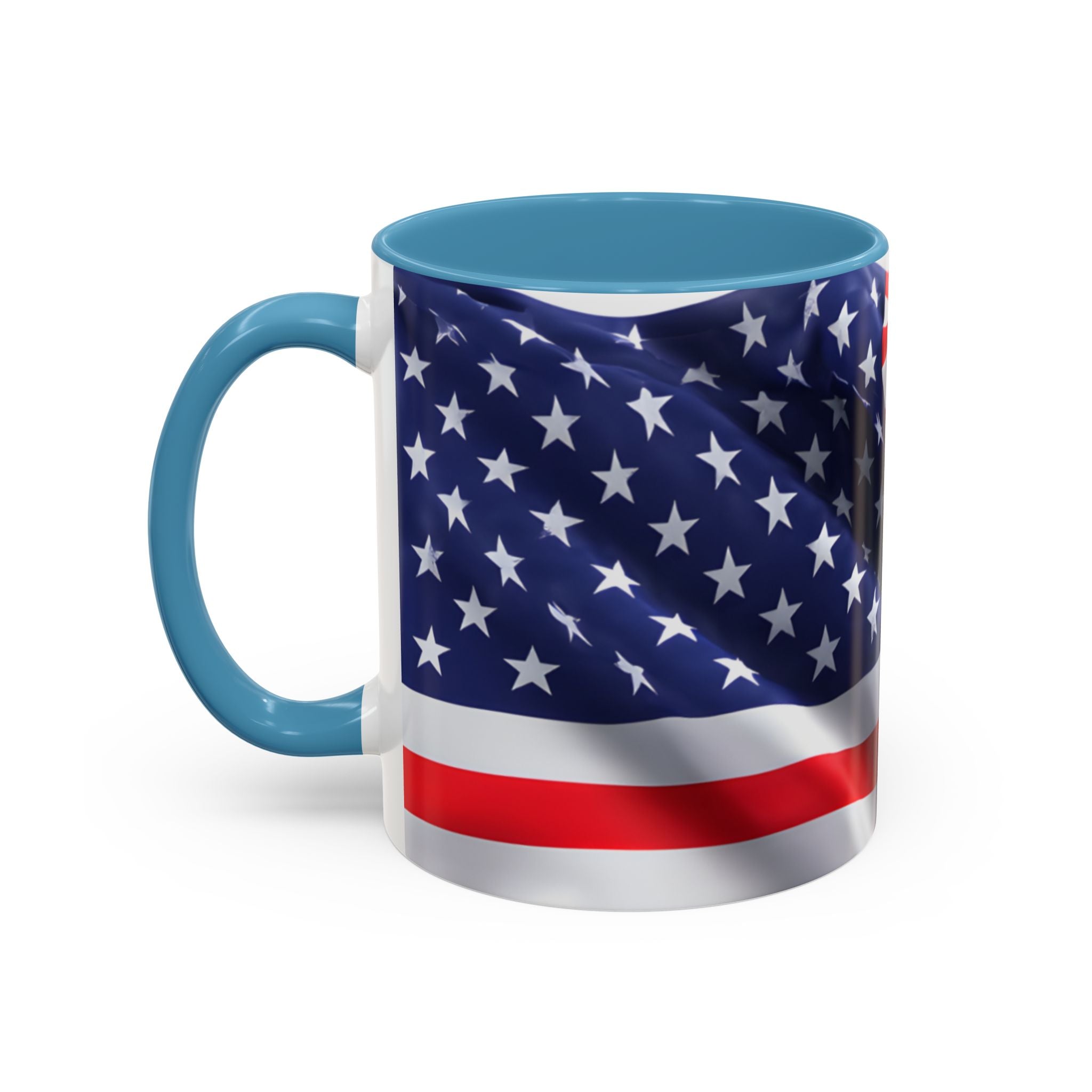 American Flag Accent Coffee Mug — Patriotic USA Stars & Stripes Ceramic Mug (11/15oz)
