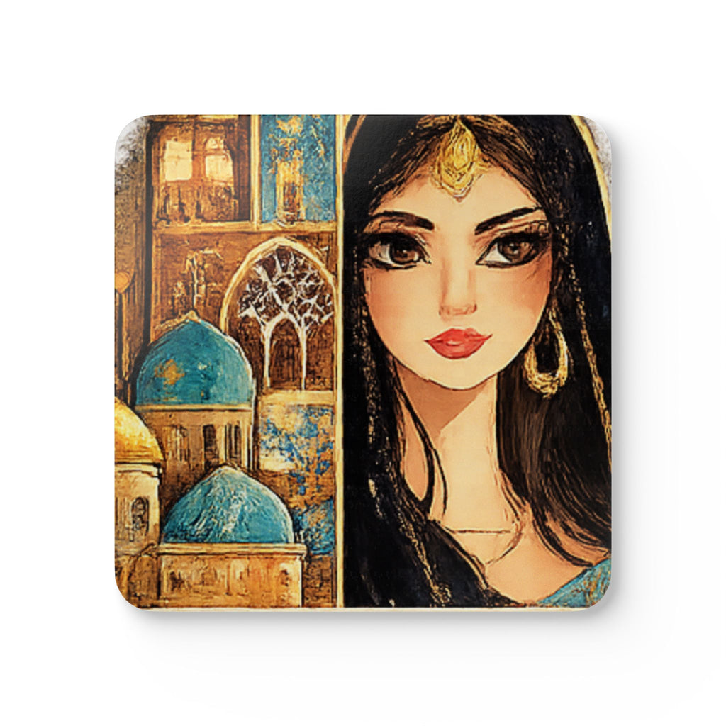 Cork Coaster Set — Middle Eastern Princess Art Drink Coasters (4-Pack)